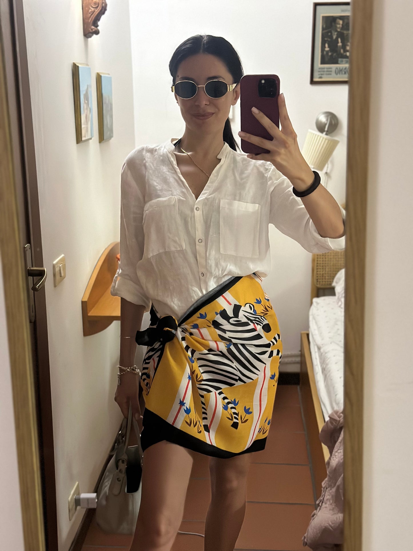 Gonna corta pareo ZEBRA SENAPE