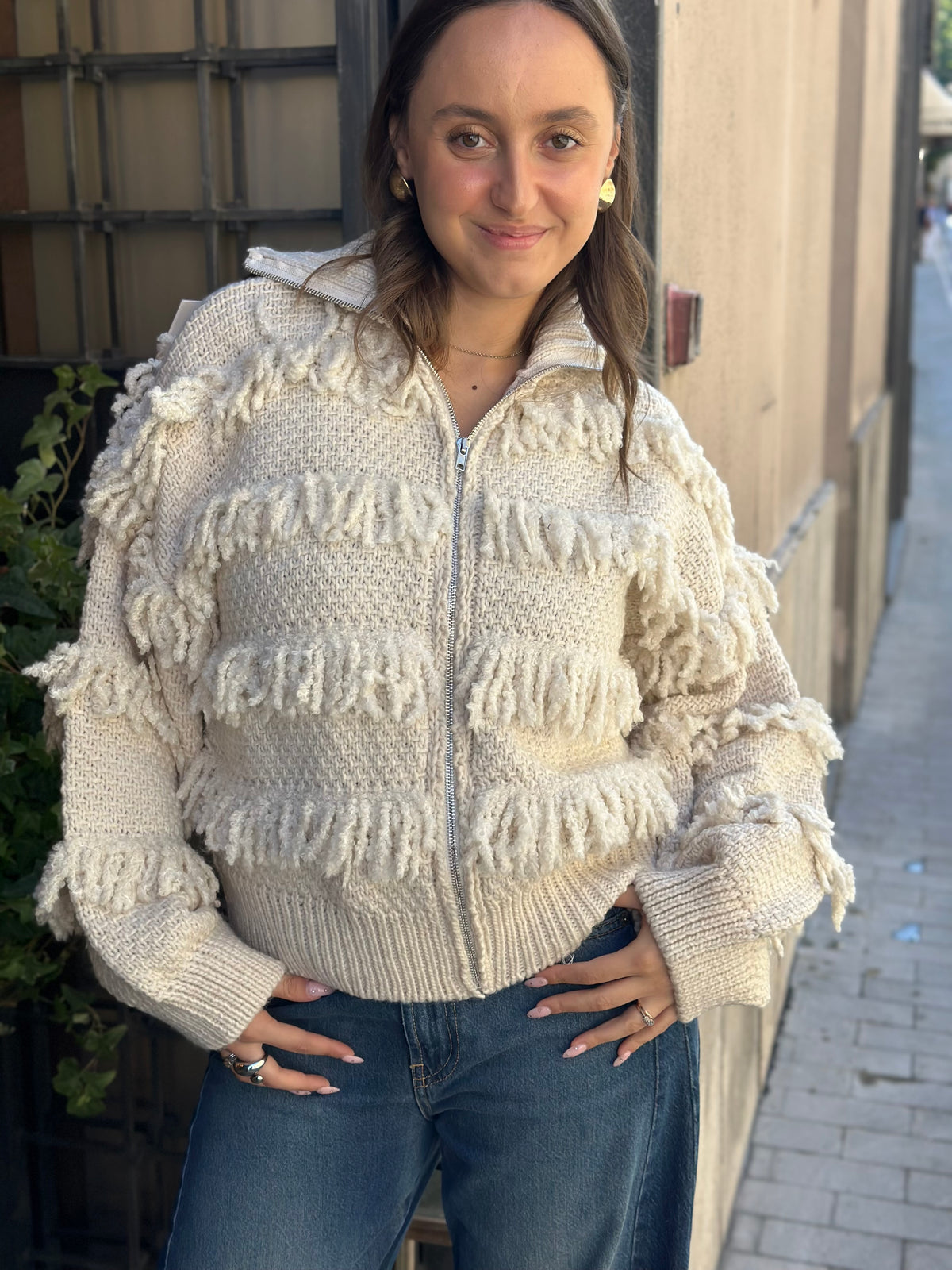 Haveone Cardigan Frangette BURRO e MORO