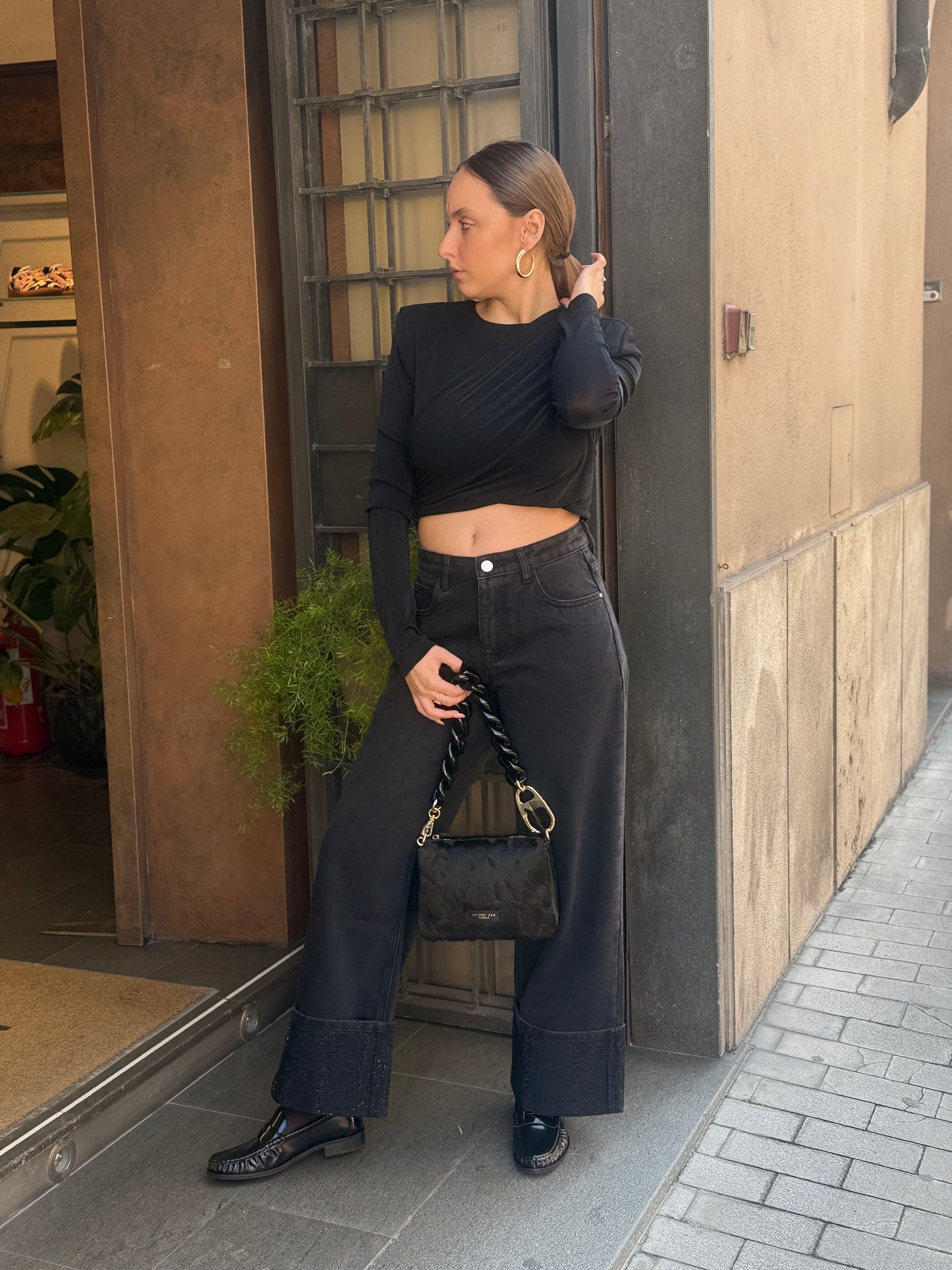 Eleh Top in lurex NERO