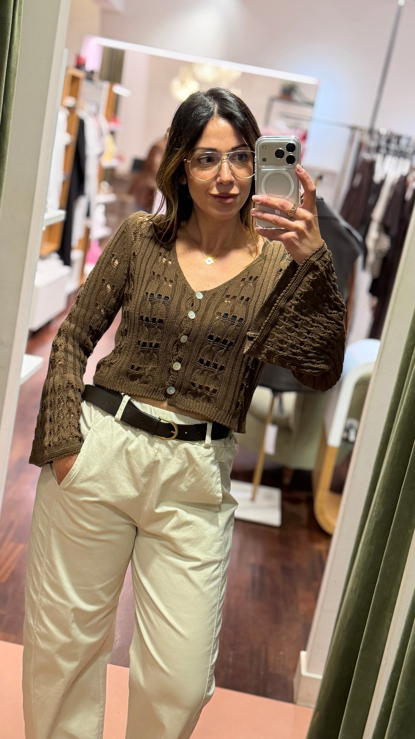 Cardigan traforato MORO