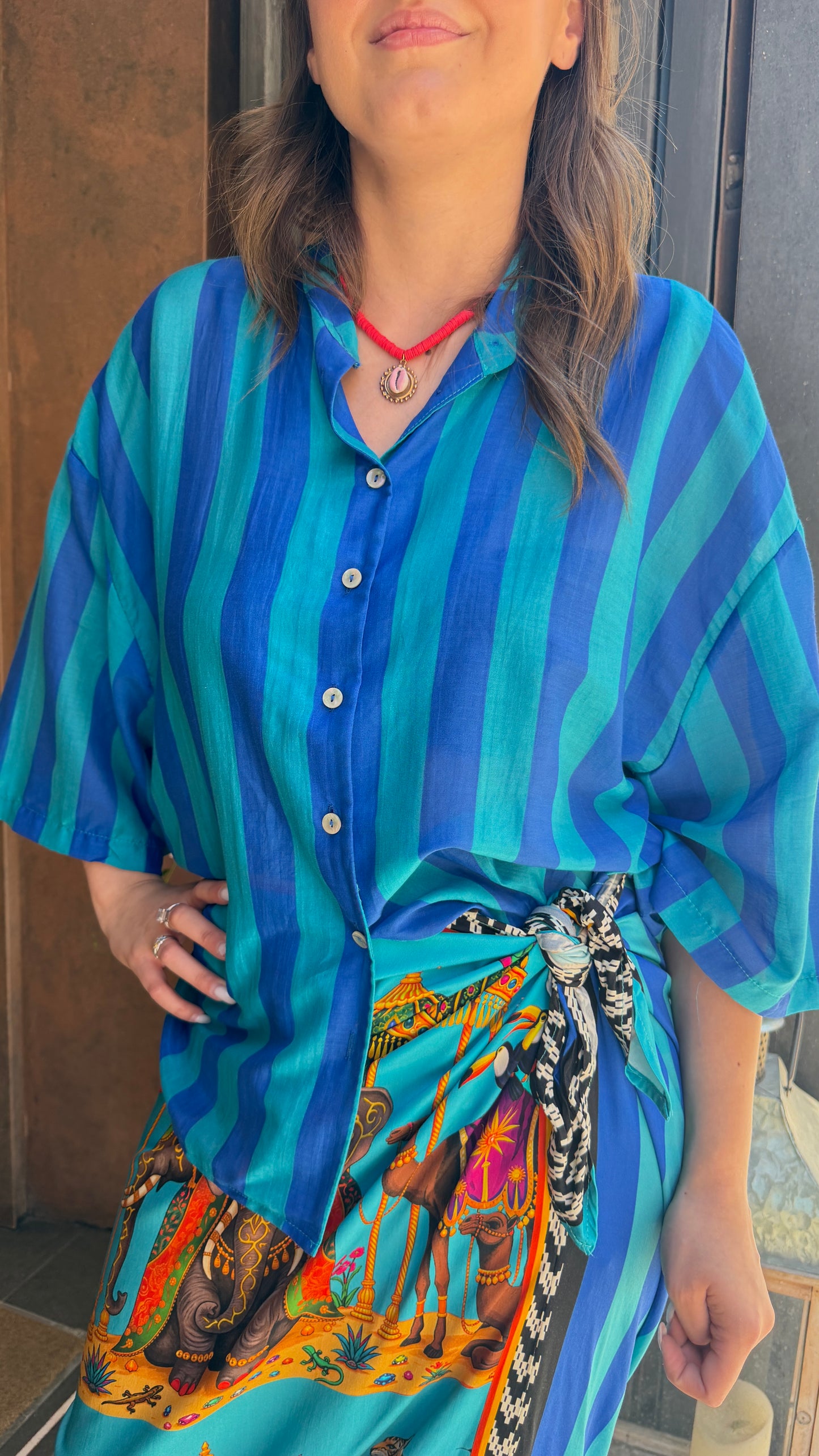 Tensione in Camicia a righe ROYAL/TURCHESE