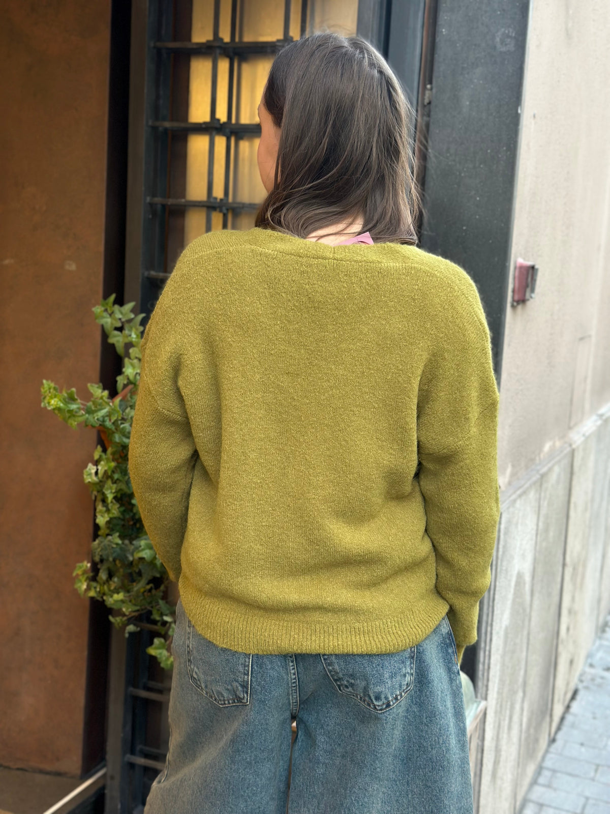 Cardigan alpaca con bottone gioiello (disp.in più colori)