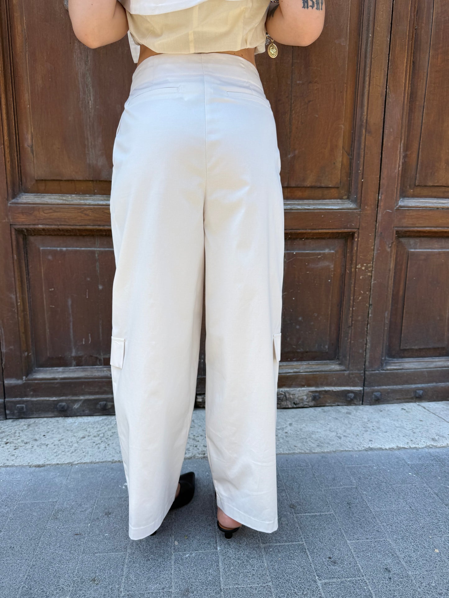 Tensione in Pantalone Cargo vaniglia