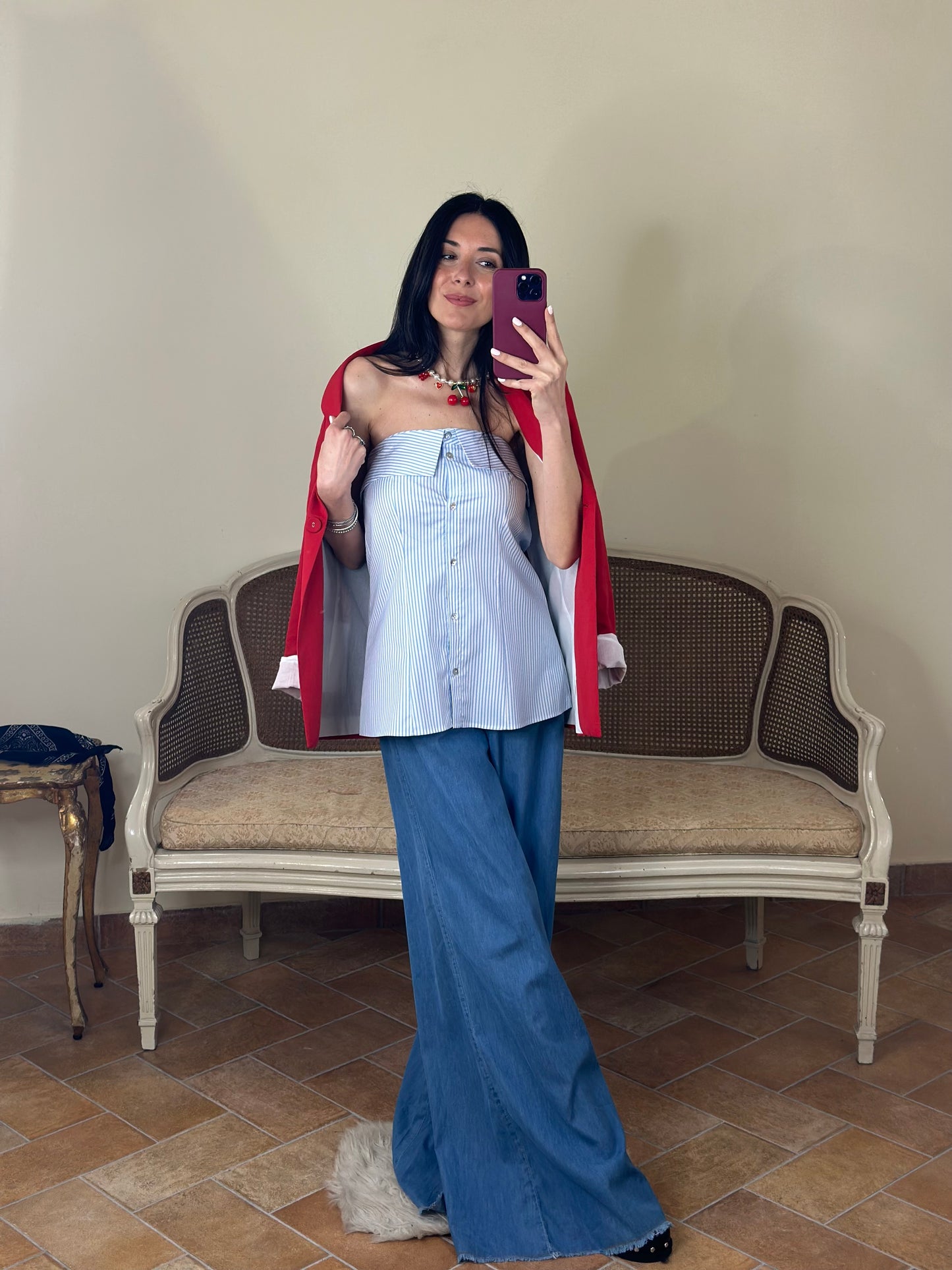 Jeans "EVA" a palazzo 100% cotone chambry