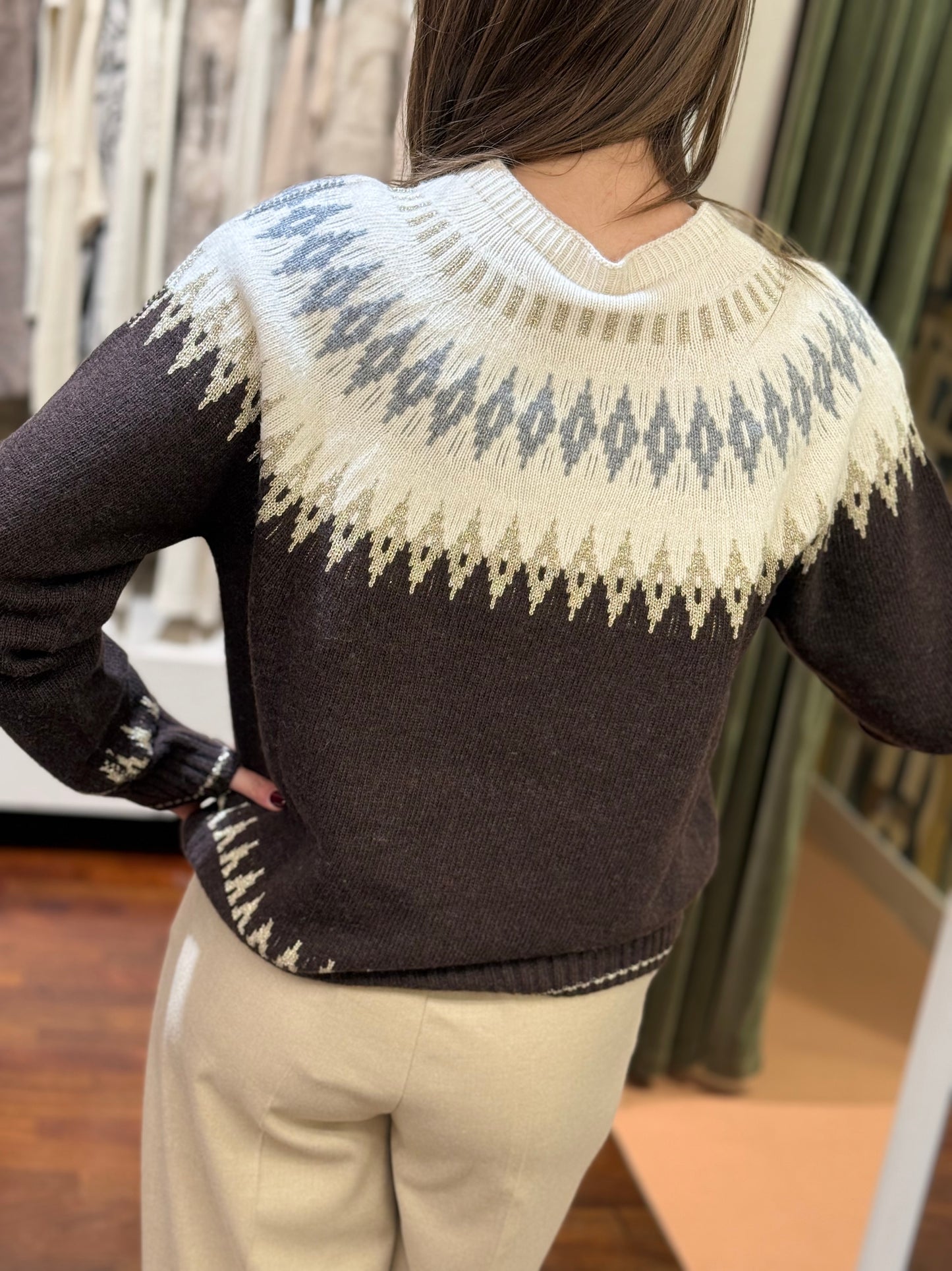 Tensione In maglia in jacquard MORO/PANNA/GRIGIO