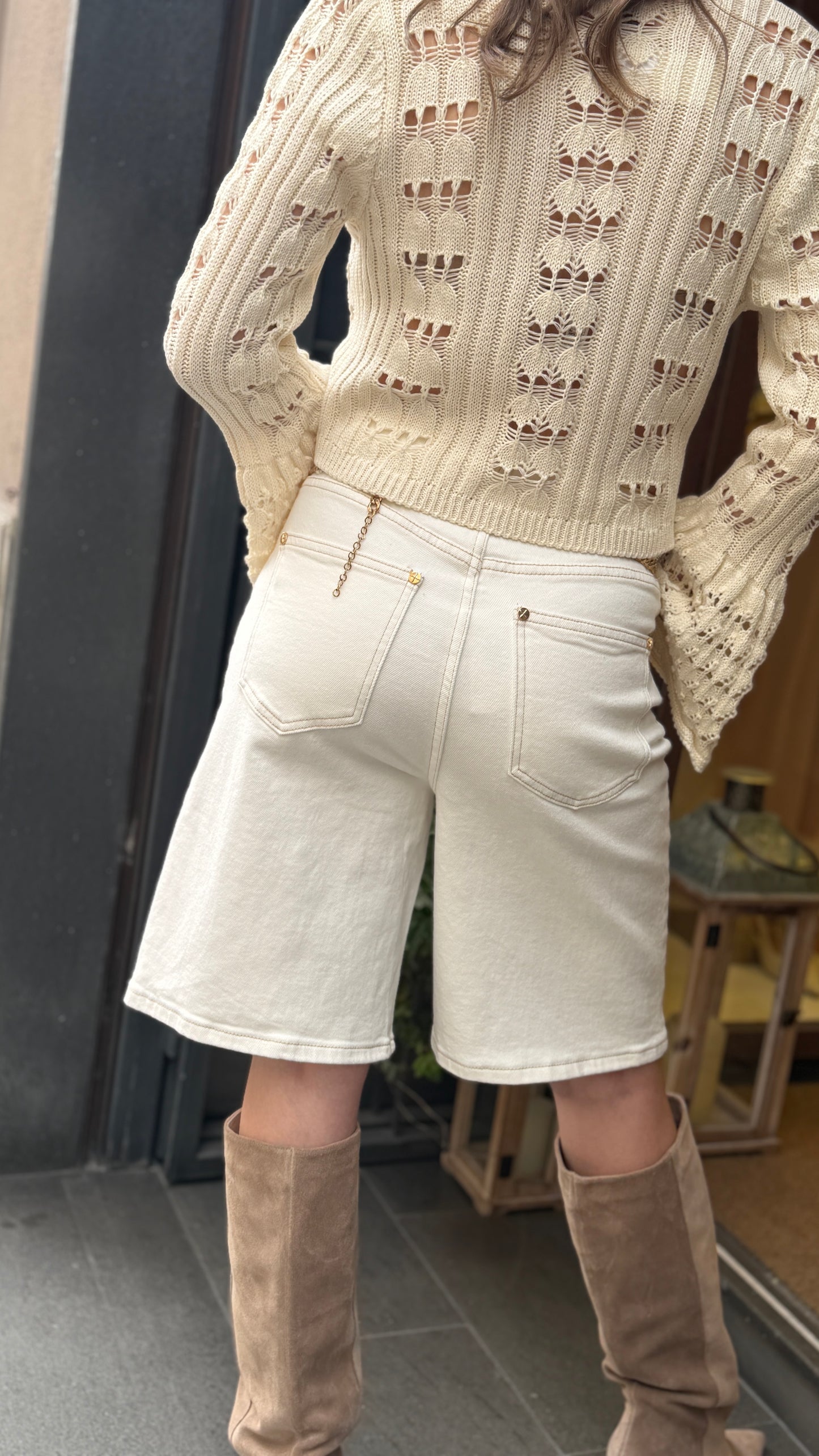 Bermuda in denim Bianco