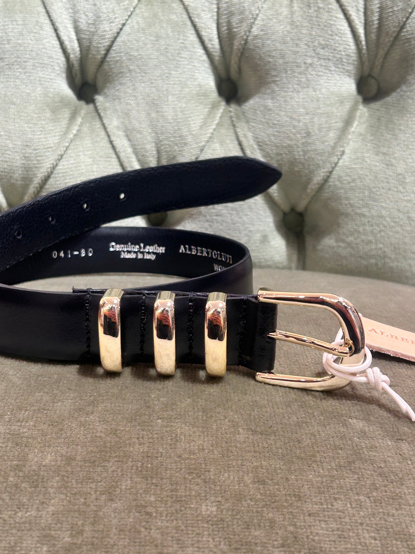 Alberto Luti Cintura TRE FIBBIE Nera