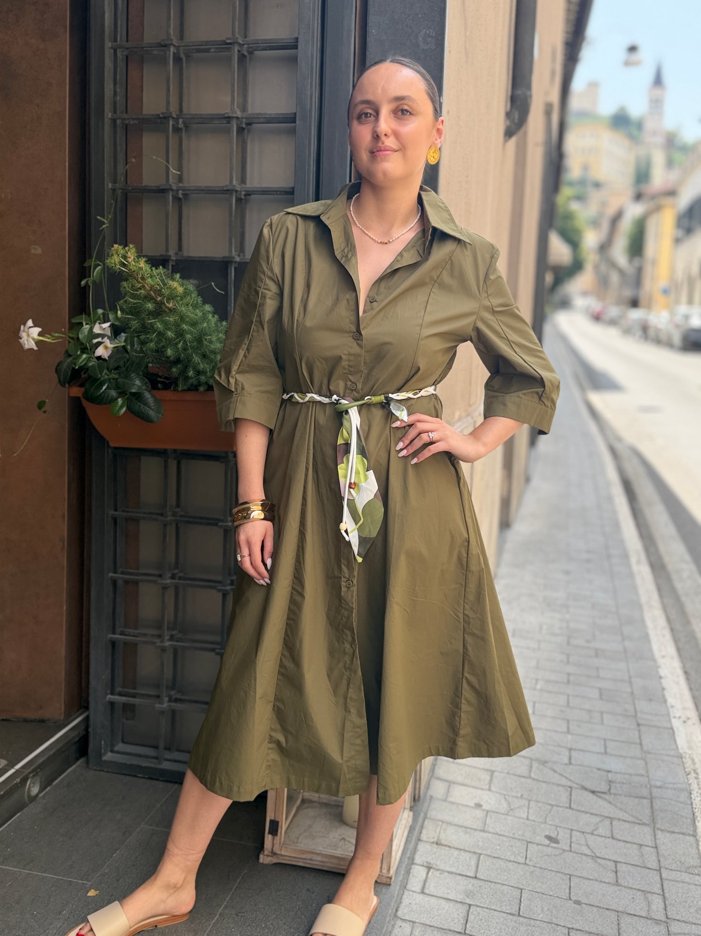 Abito camicia MILITARE E GESSO
