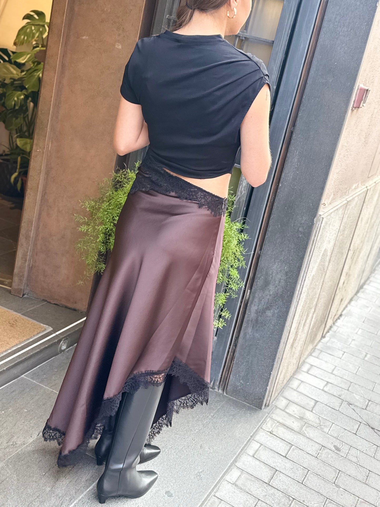 Tensione In Abito con gonna lingerie in pizzo NERO/MORO