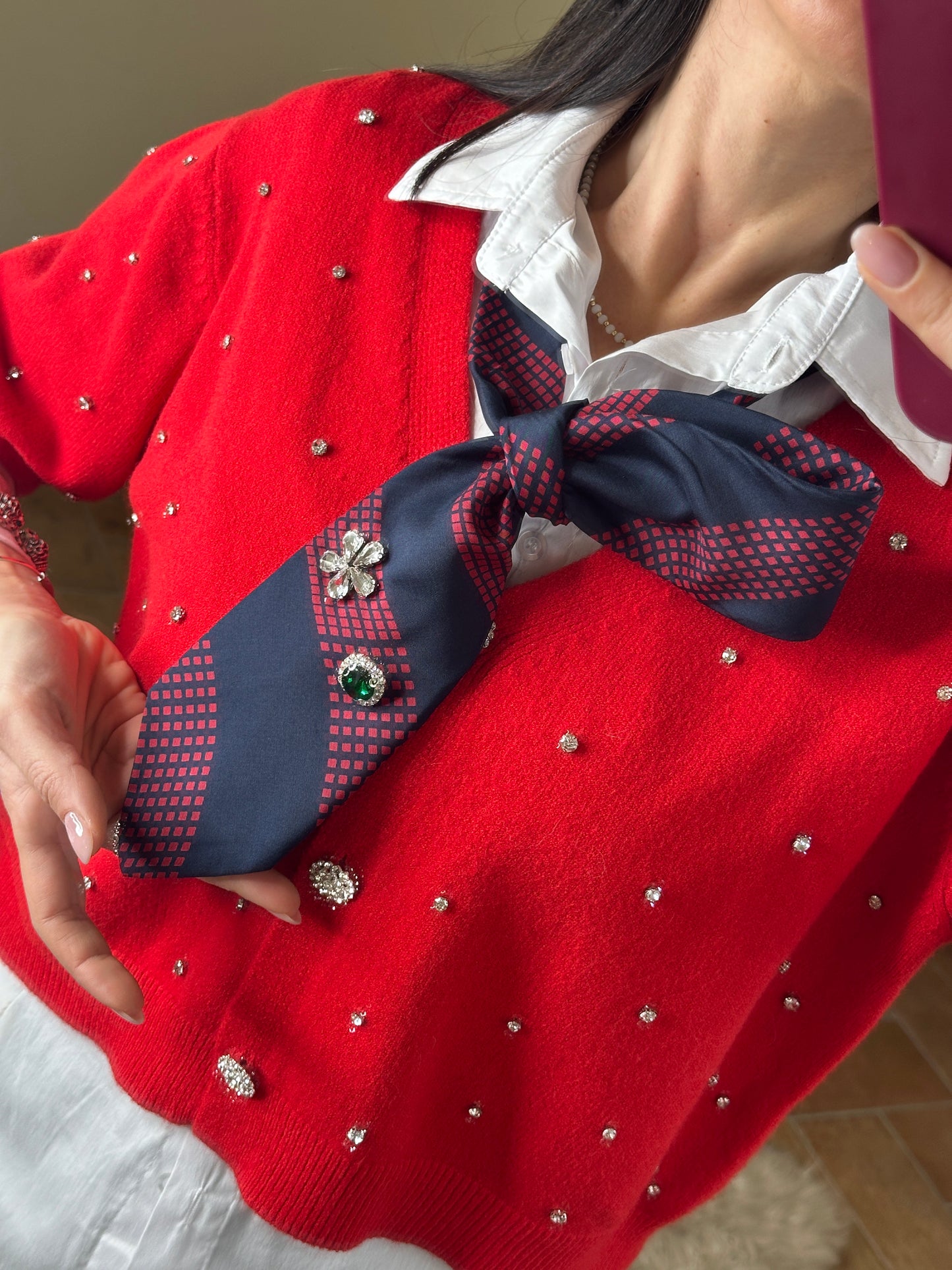 Cravatte vintage in seta con spille(disponibili in più fantasie)i