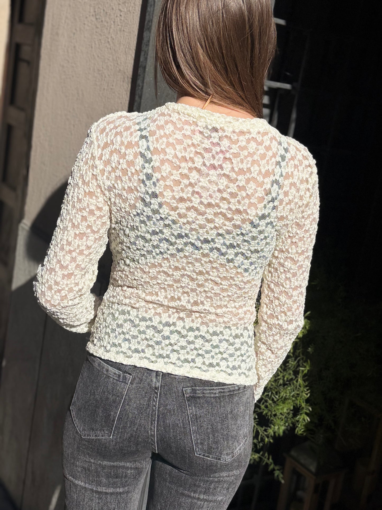 Maglia in pizzo PANNA