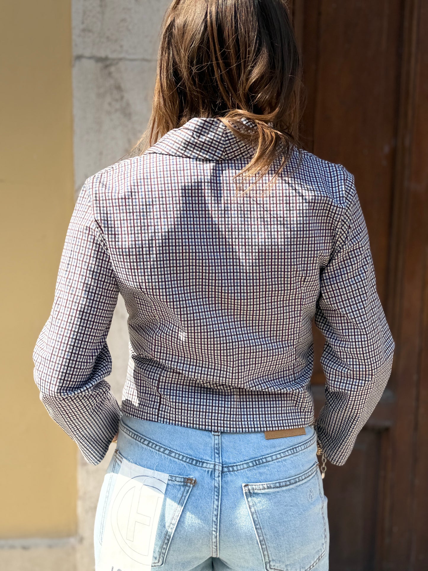 Camicia a quadretti con fiocco