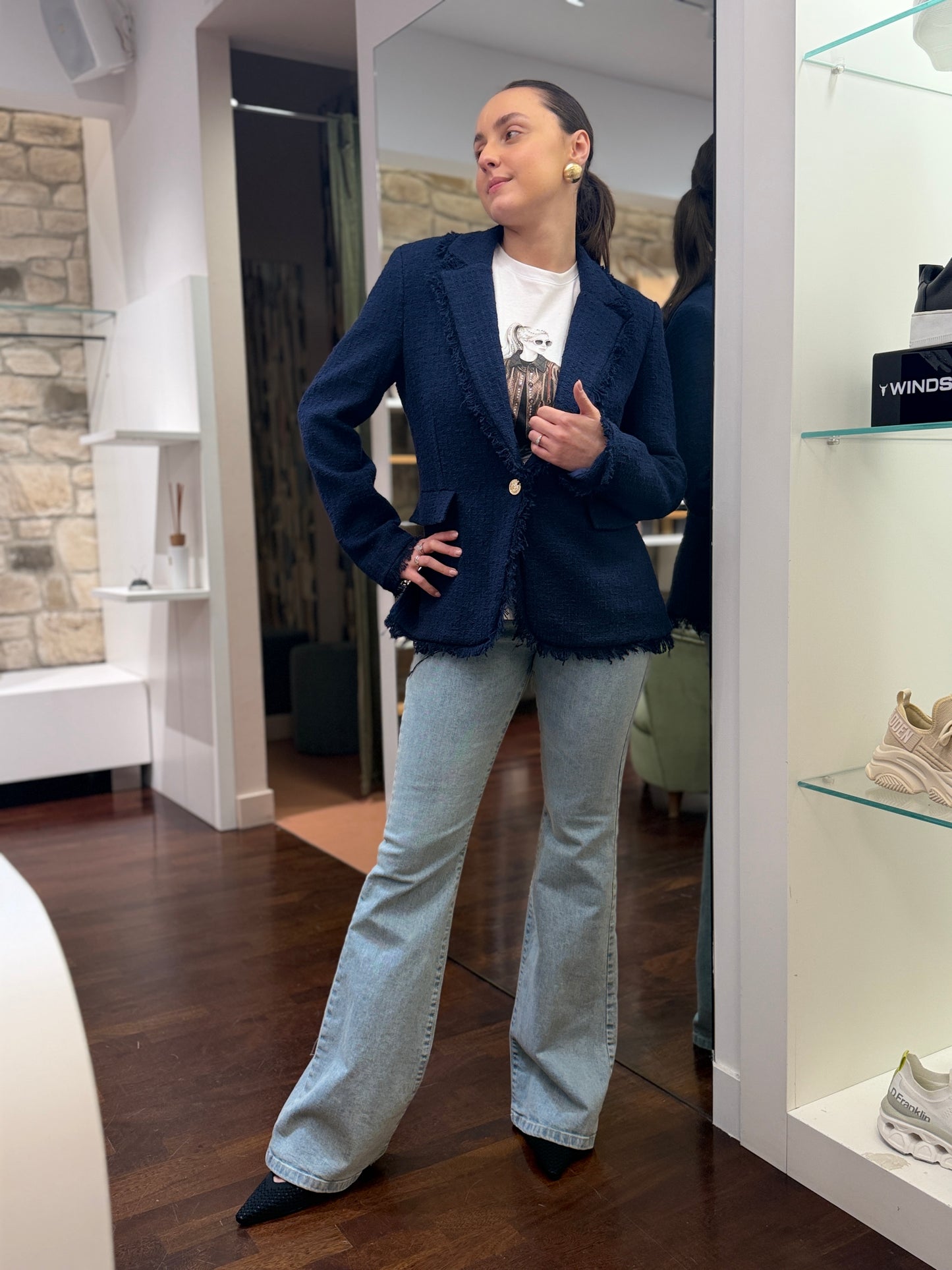 Tensione in Giacca Bouclè BLU