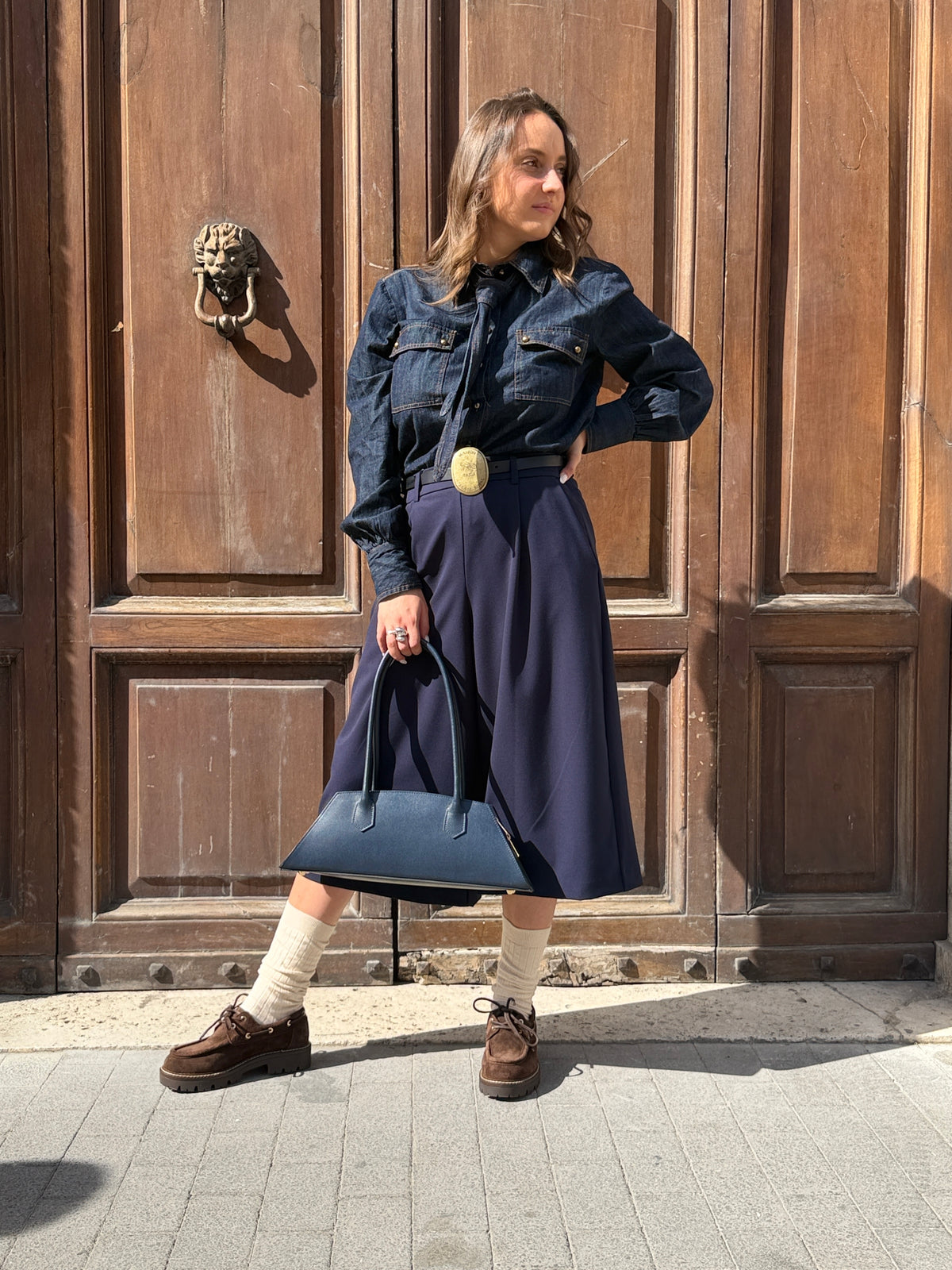 Tensione in Camicia in BLU denim con cravatta