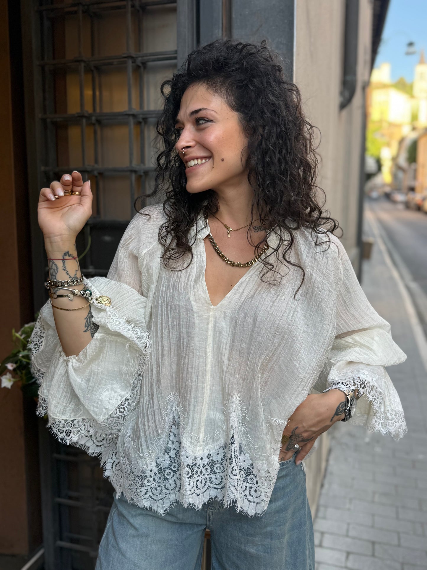 Tensione in Blusa pizzo Panna