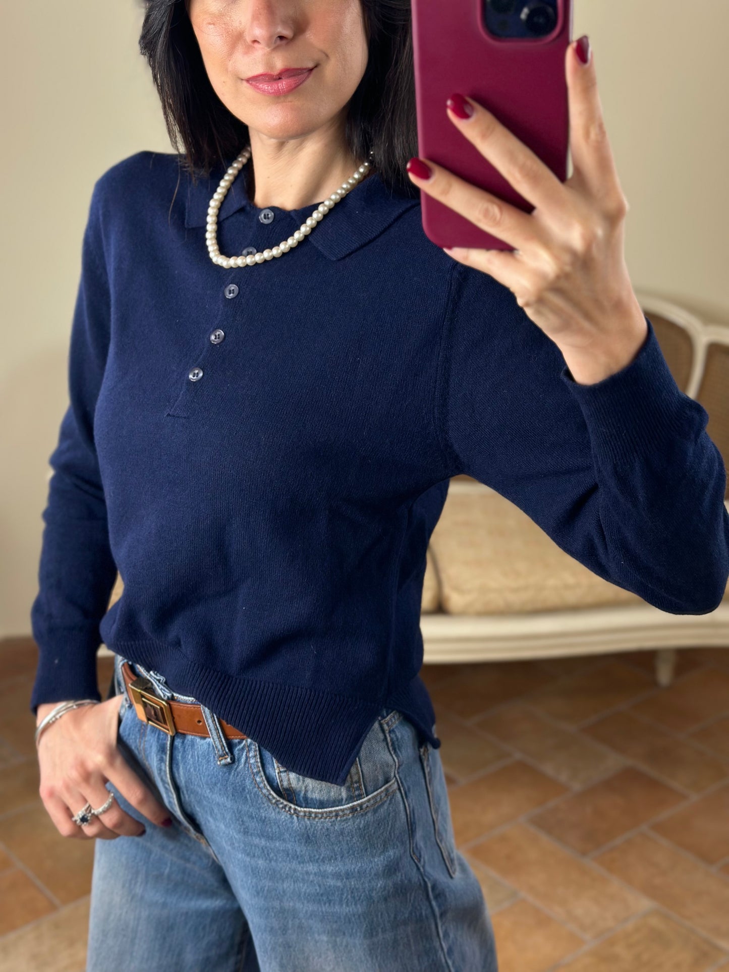 Maglia Polo CINDY con bottoni BLU