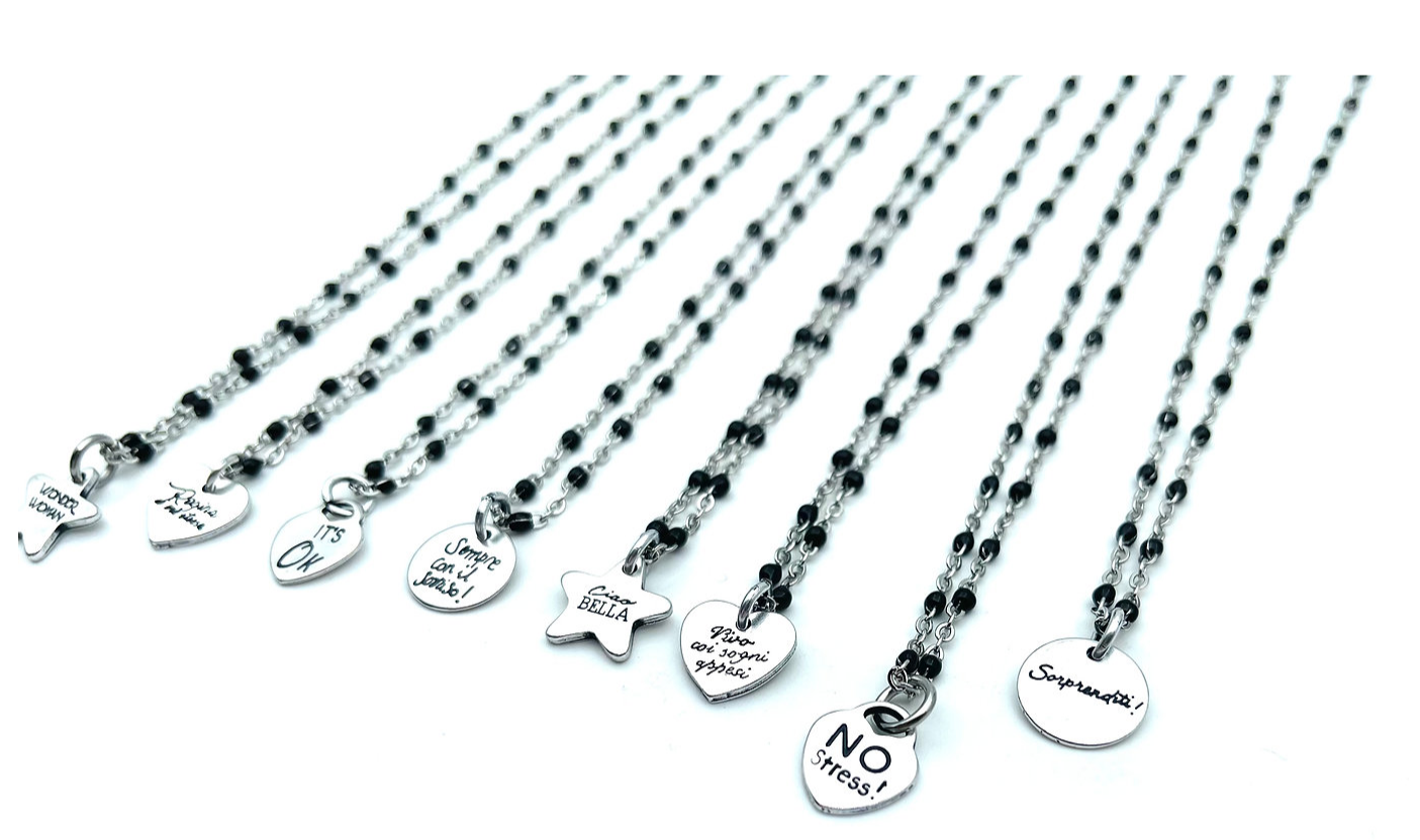 MUPAJI Collana corta boules con mini charme cuore