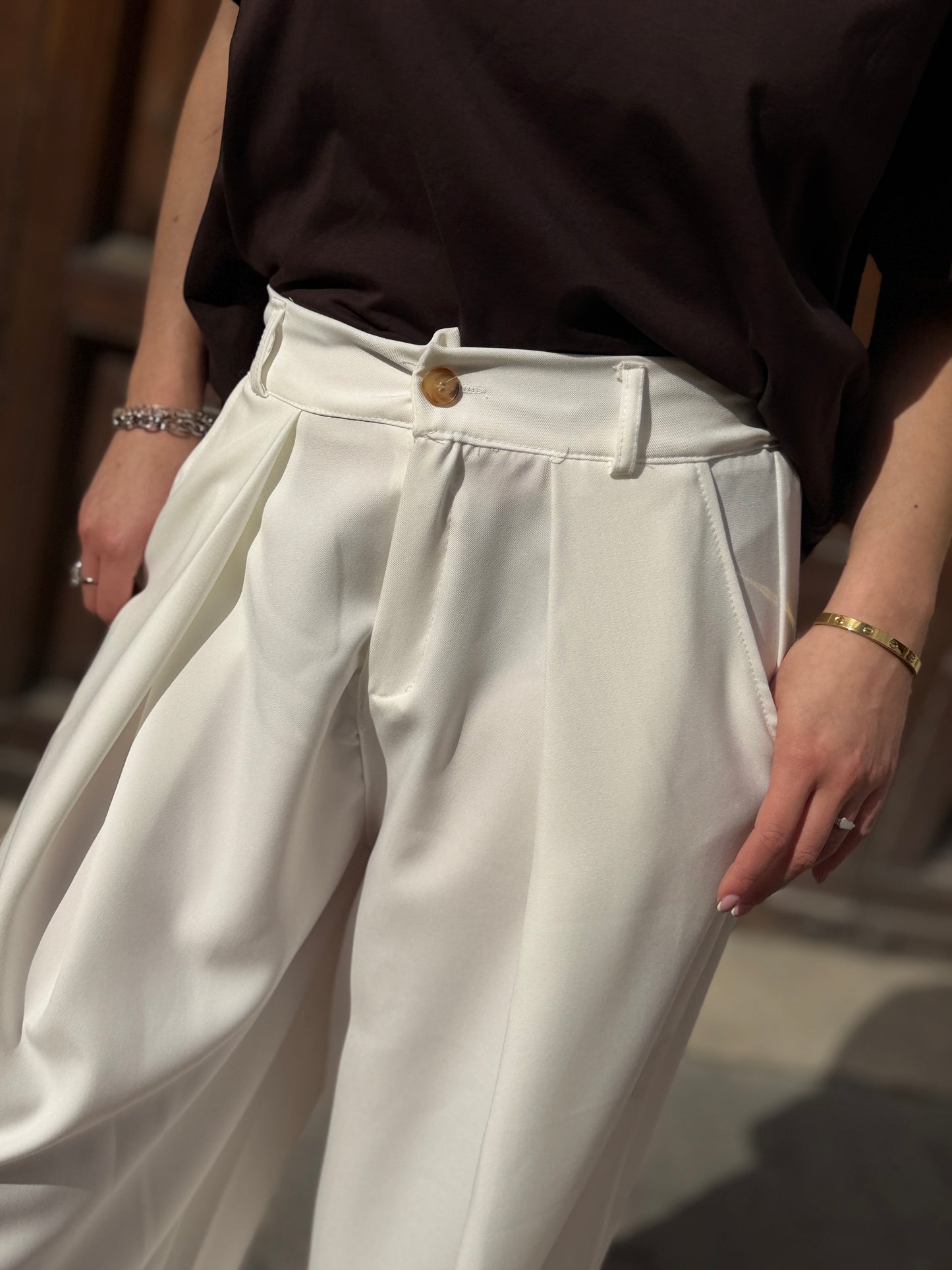 Pantalone Balloon Bianco