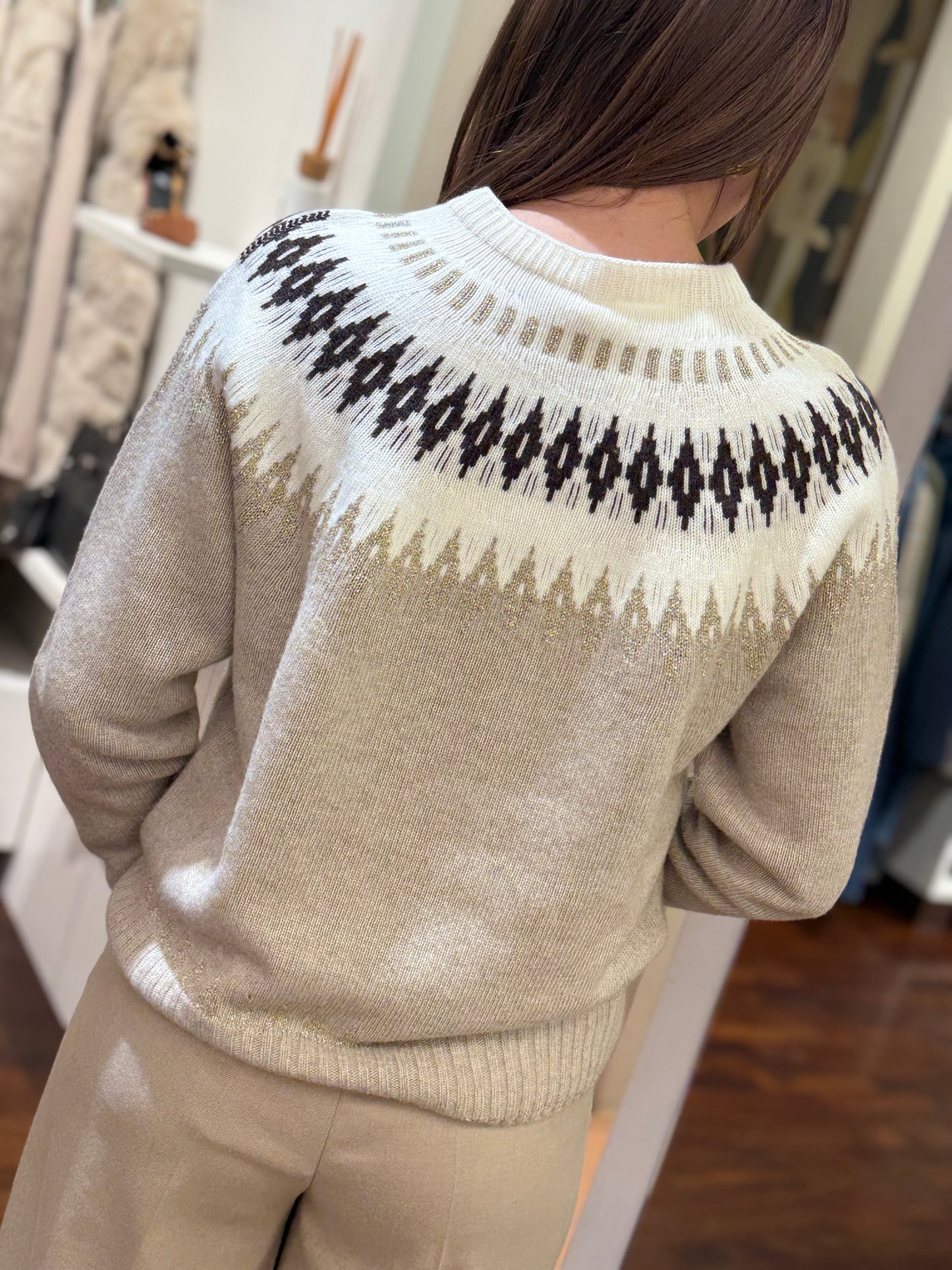 Tensione In maglia in jacquard CASHA/PANNA/MORO