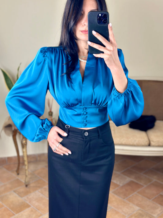 Silence Limited blusa crop (disponibile bianca e ottanio)