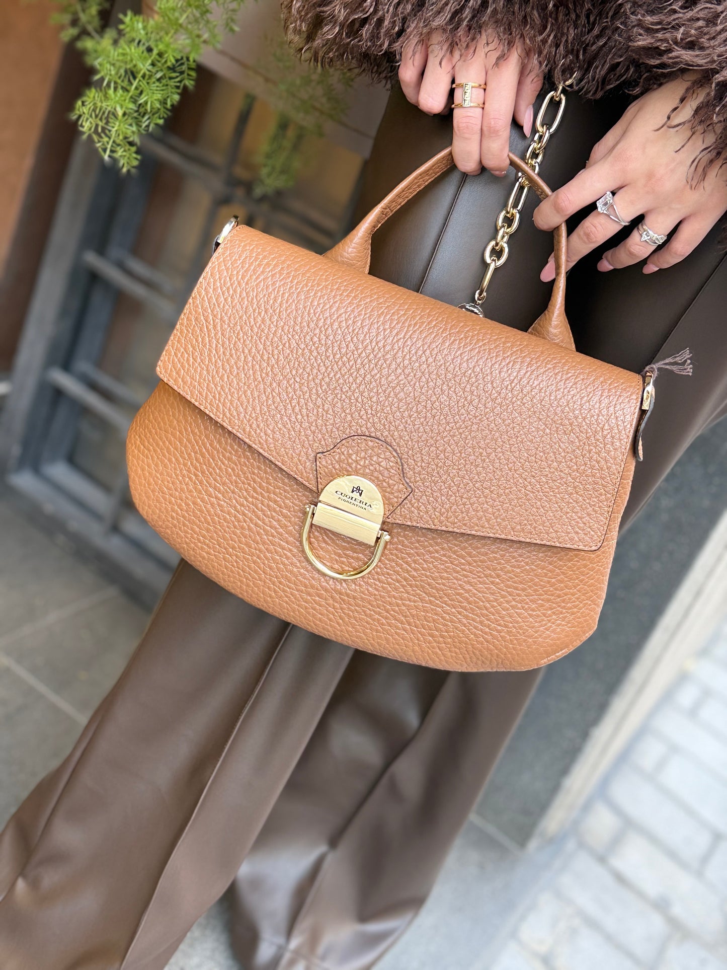 Cuoieria  Fiorentina JESS SMALL FLAP BAG CARAMEL
