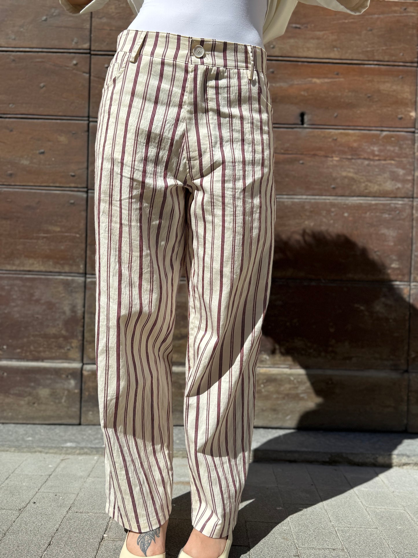 Tensione in Pantalone crop rigato