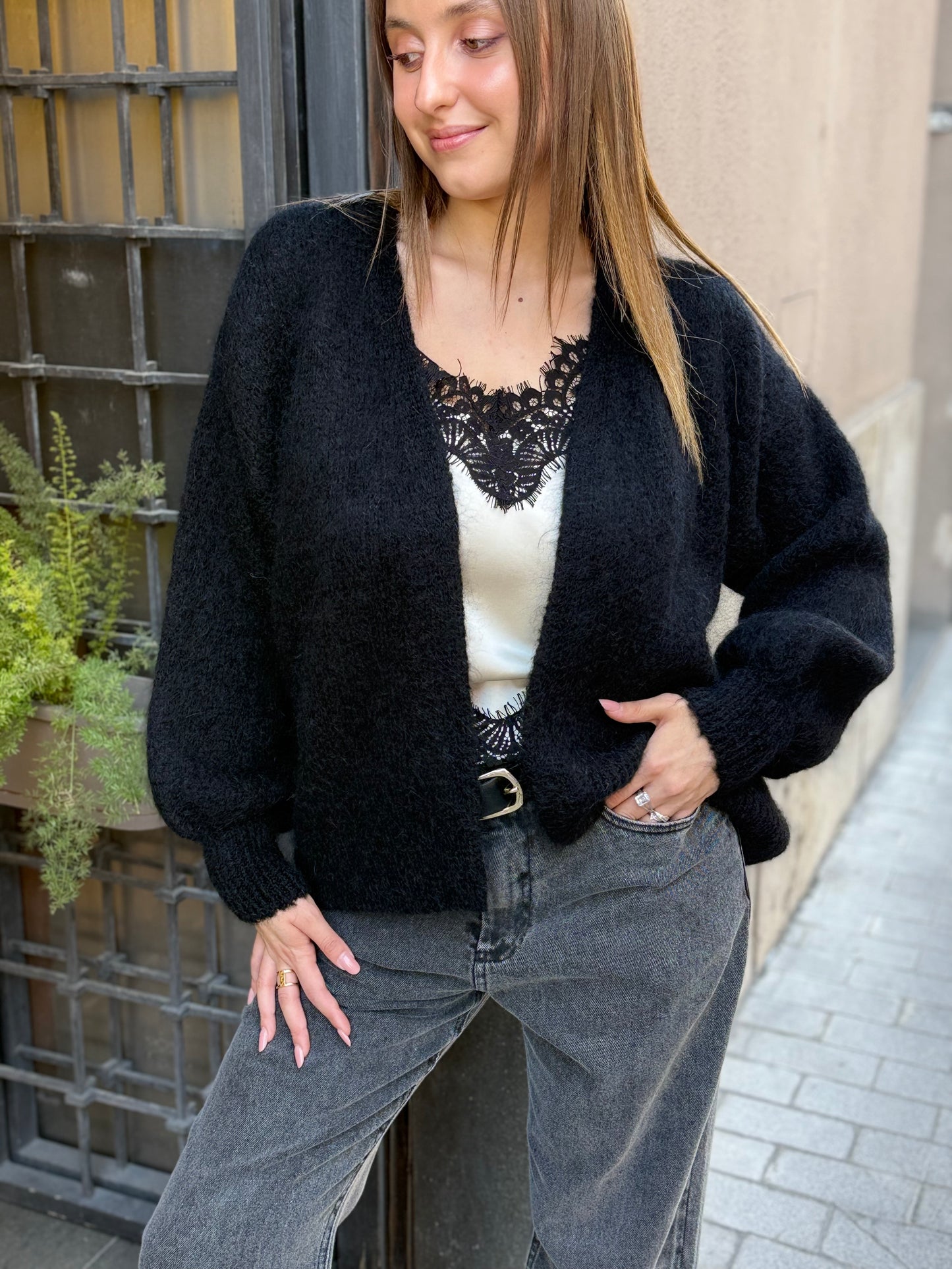 Cardigan con Mohair NERO