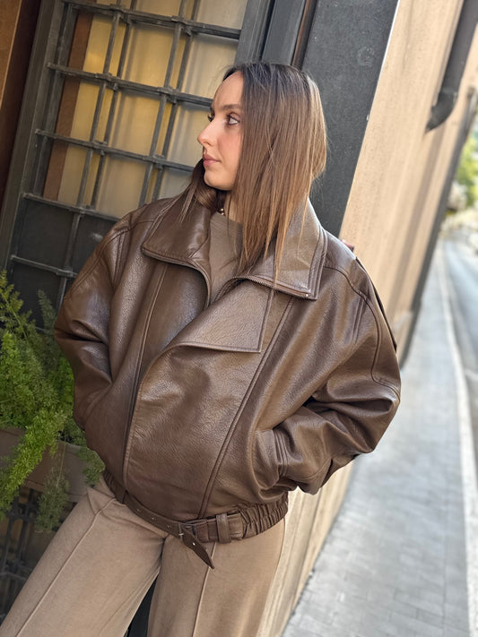 Eleh Bomber ecopelle FANGO