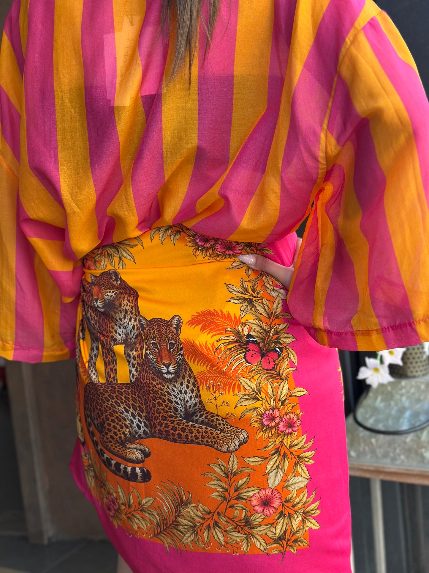 Tensione in Camicia a righe Arancio/Fuxia