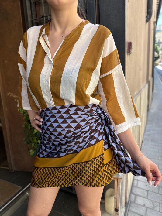 Tensione in Camicia a righe panna/tabacco