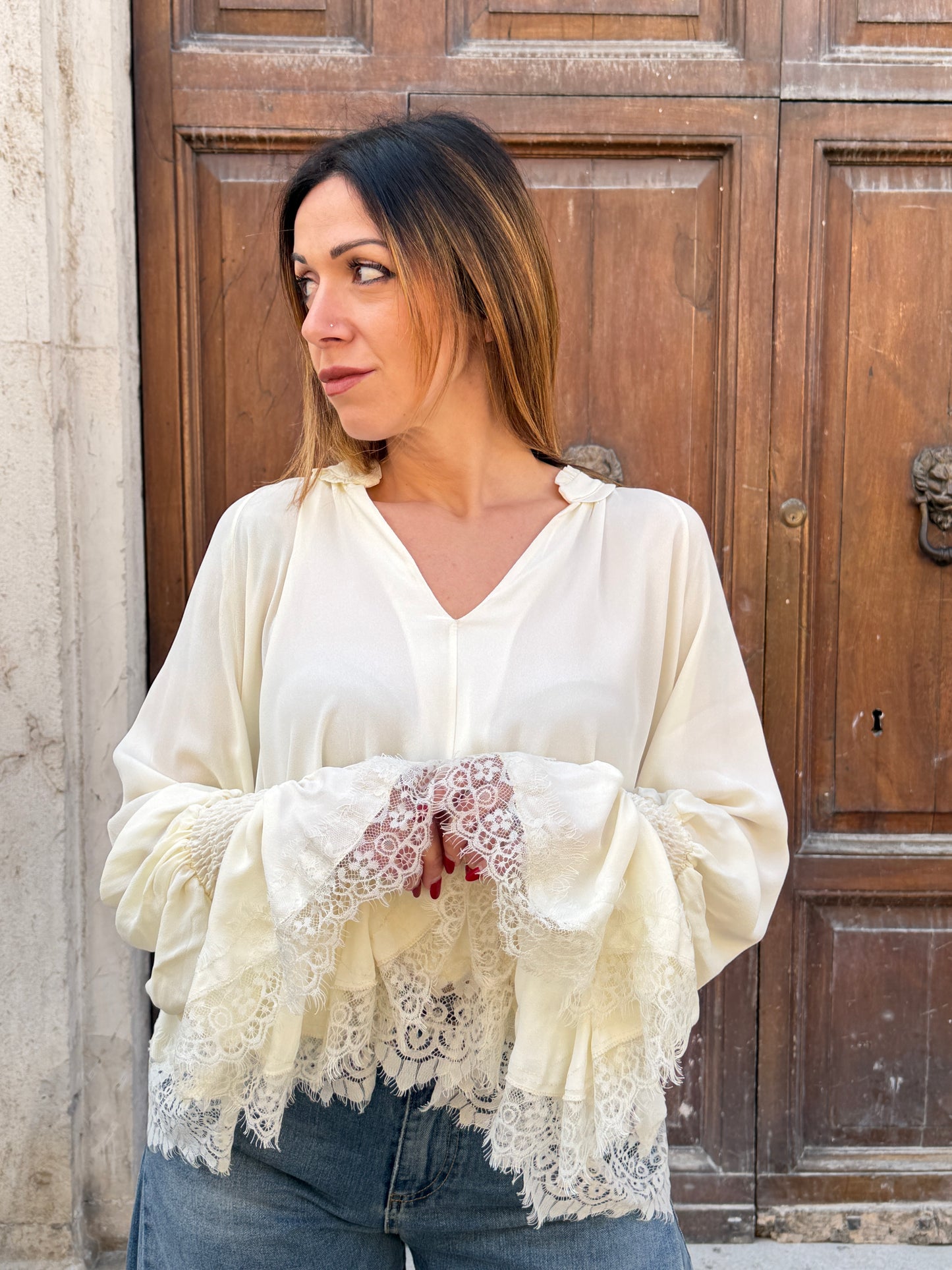 Tensione in Blusa con pizzo AVORIO