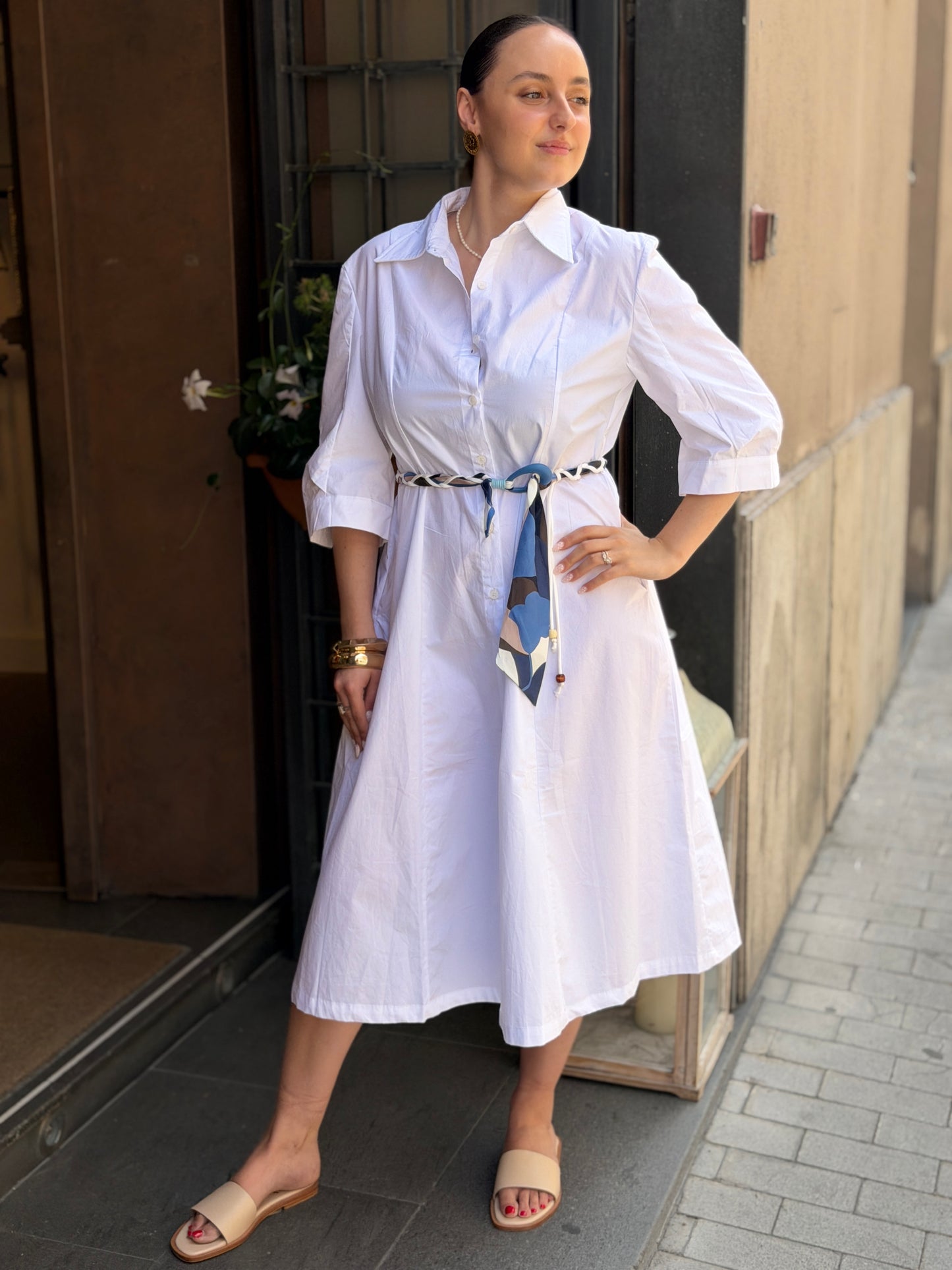 Abito camicia MILITARE E GESSO