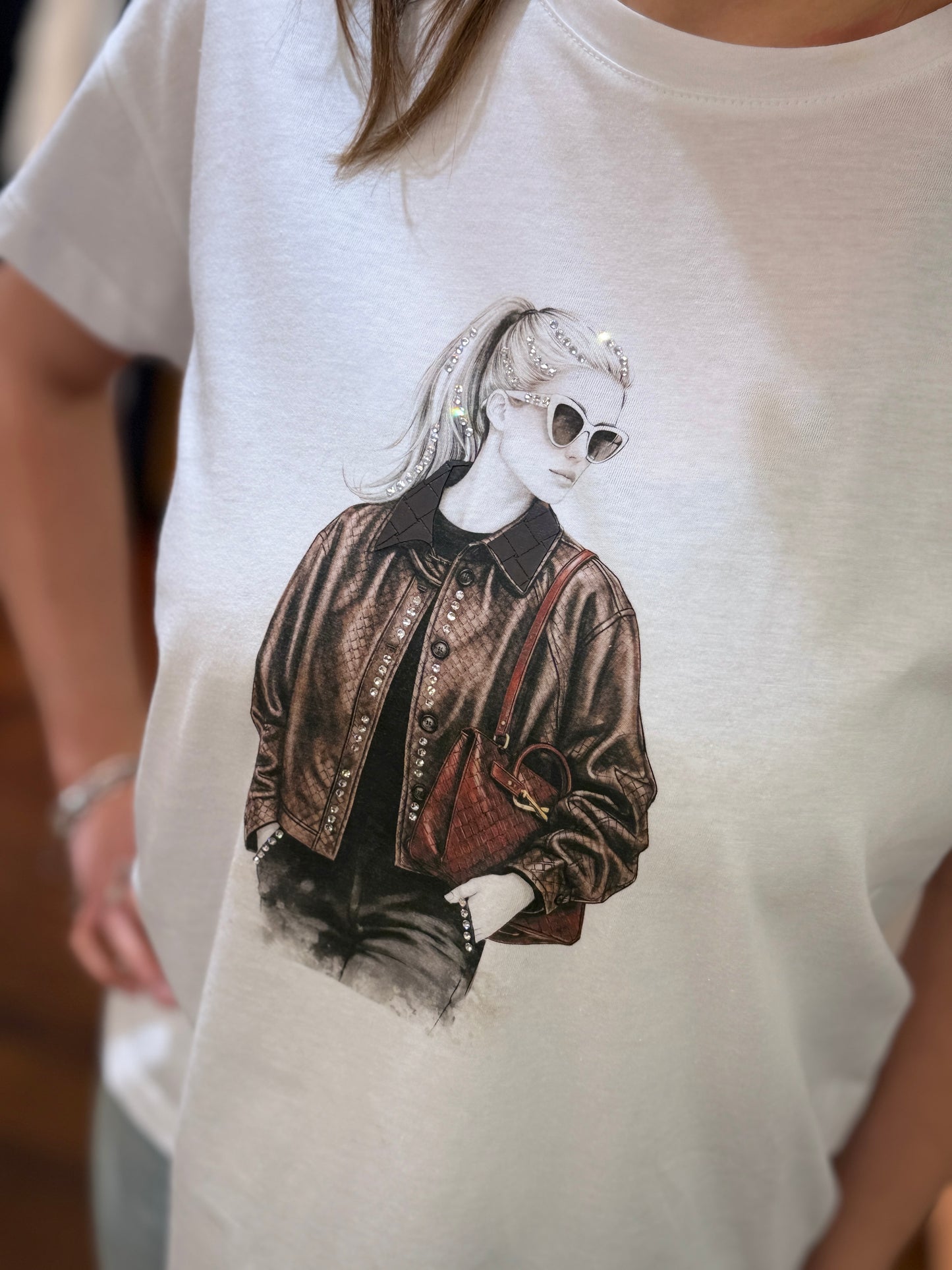 Tensione in t-shirt woman Classic BIANCA/MORO/ BURGUNDY