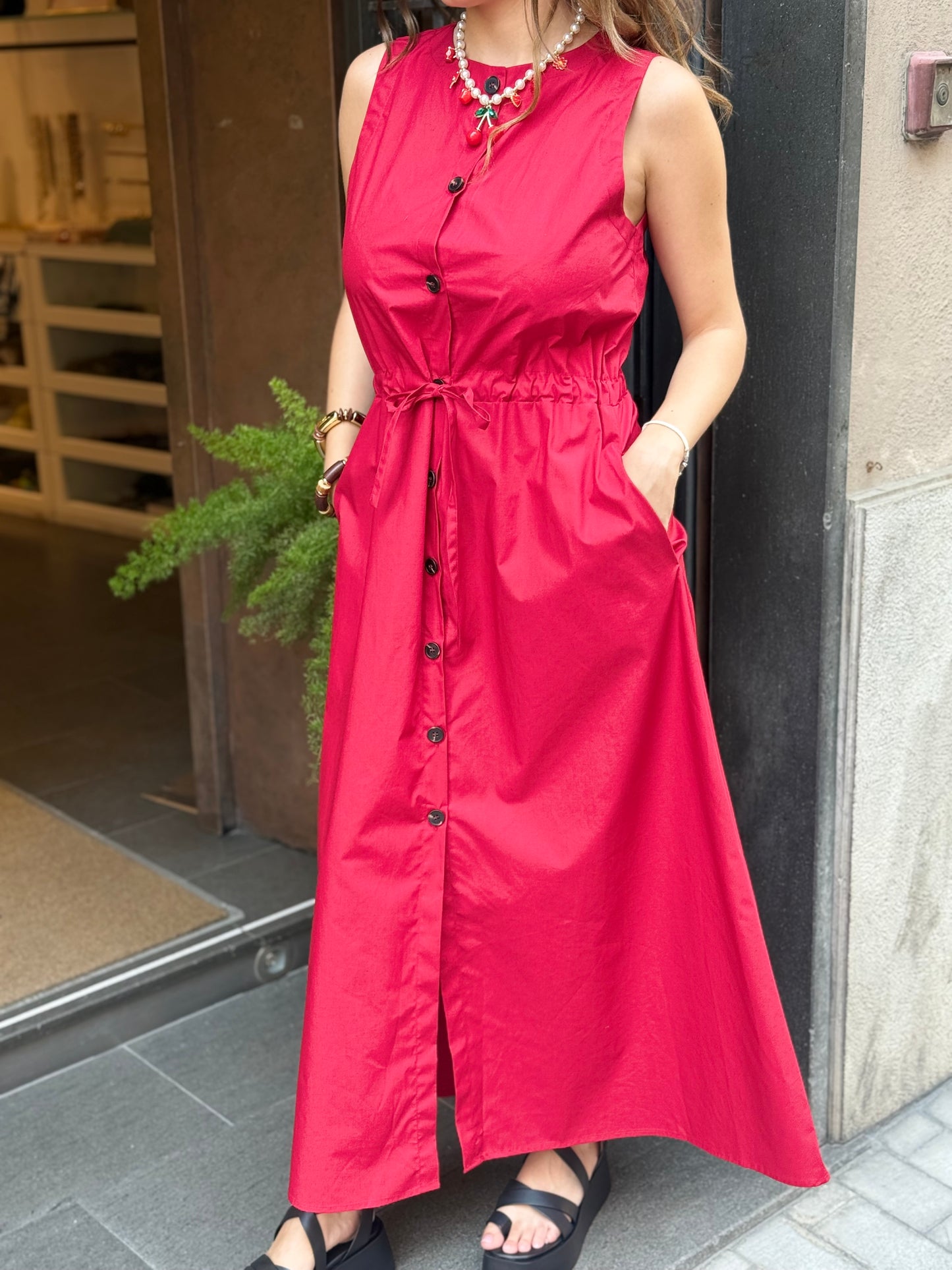 Tensione In Abito lungo con coulisse ROSSO