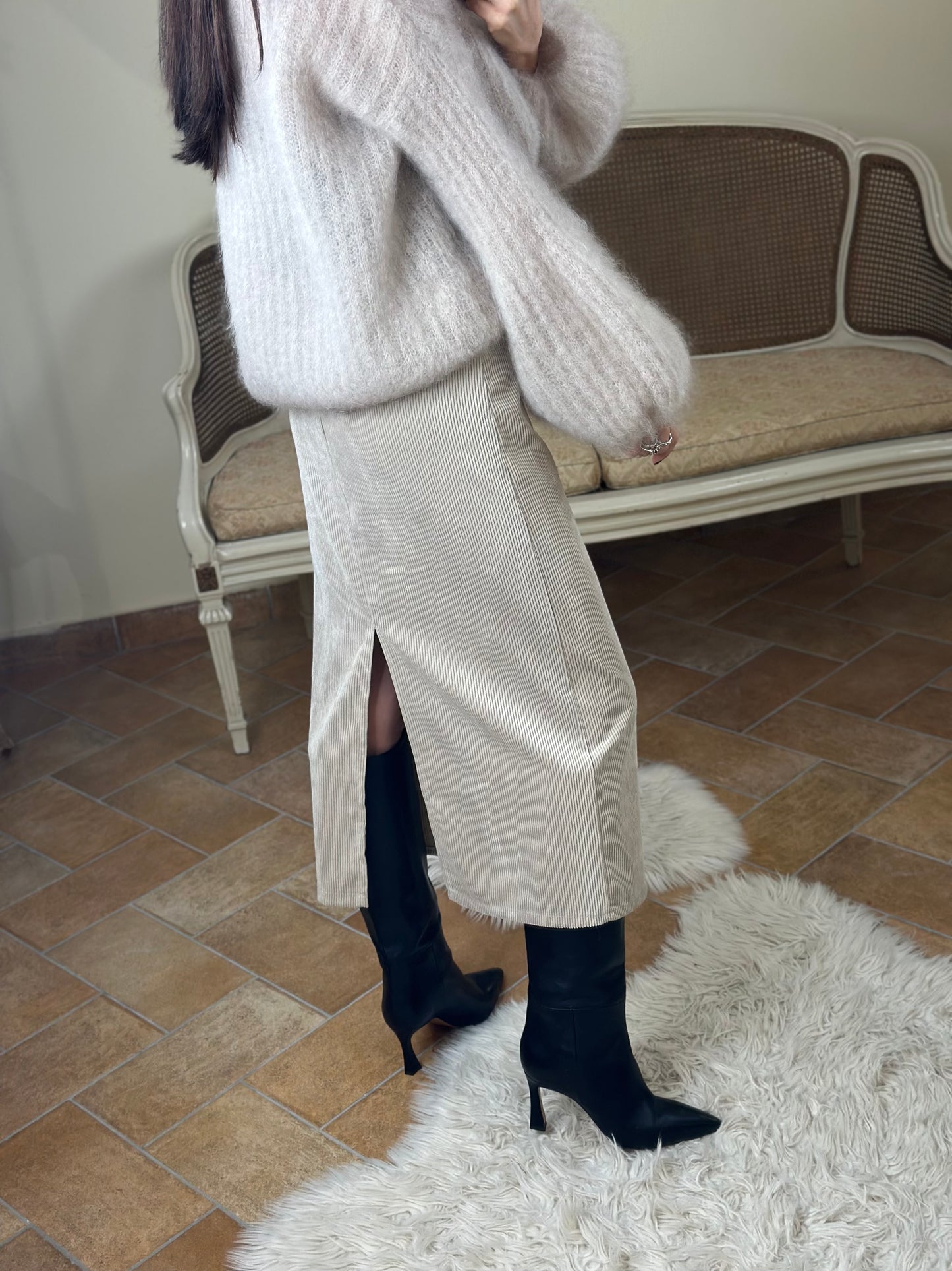 Gonna in velluto rocciatore BEIGE