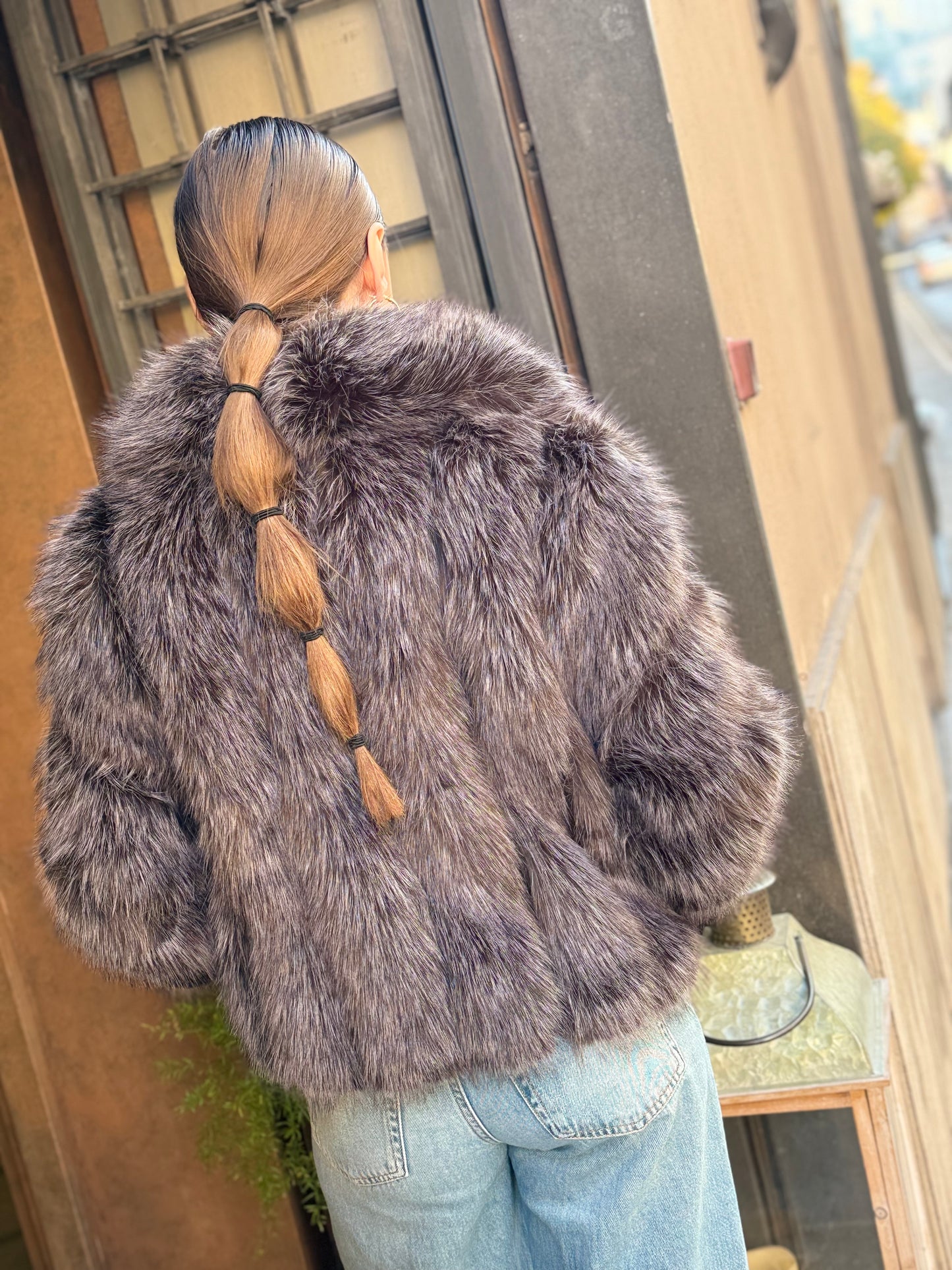 Ecopelliccia OLIMPIA Nero/Grigio