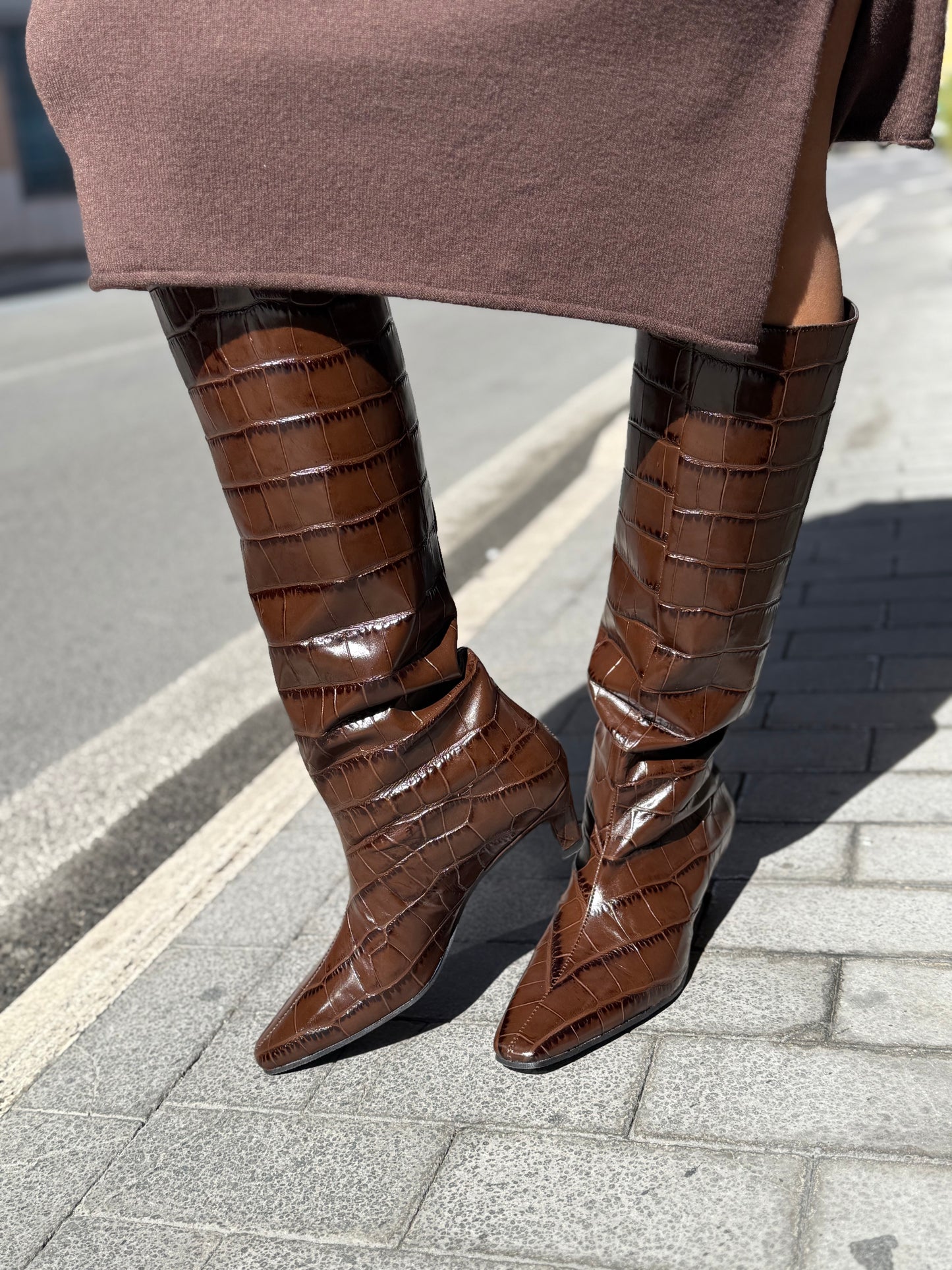 Bianca Dì Stivale stampa cocco CAFFÈ