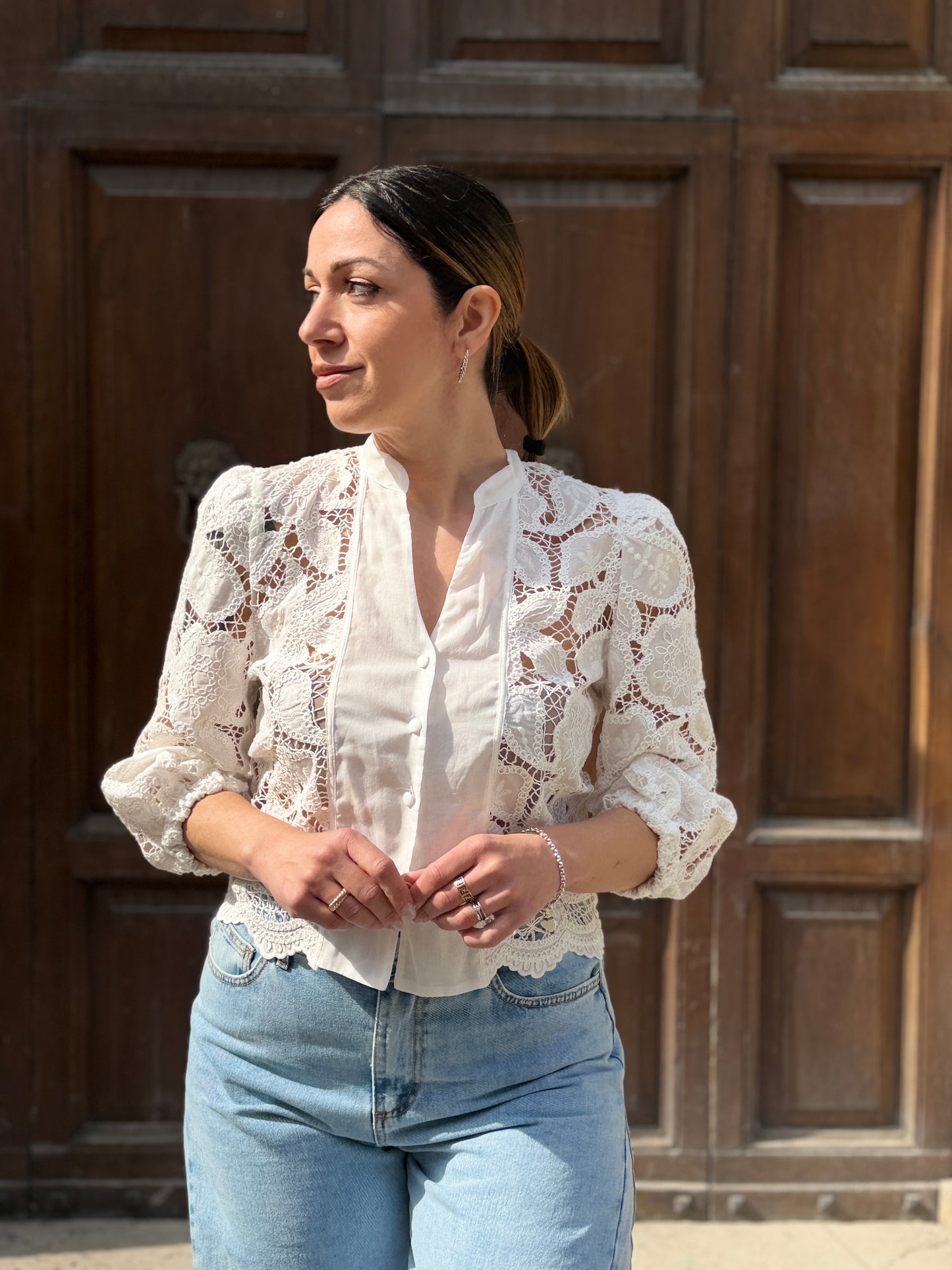 Tensione in Camicia macramè Bianca