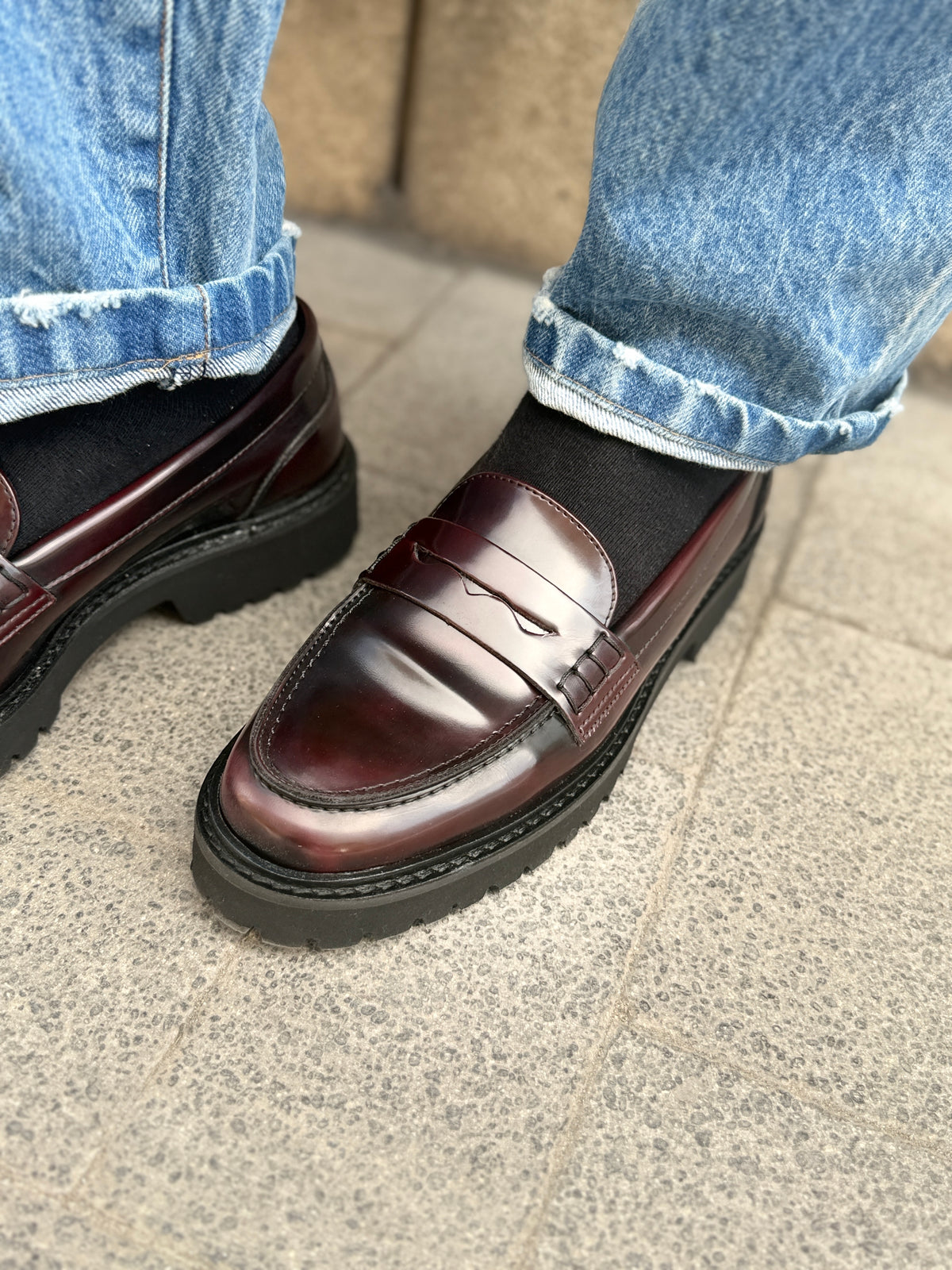 Ovyé Mocassino abrasivato Bordeaux