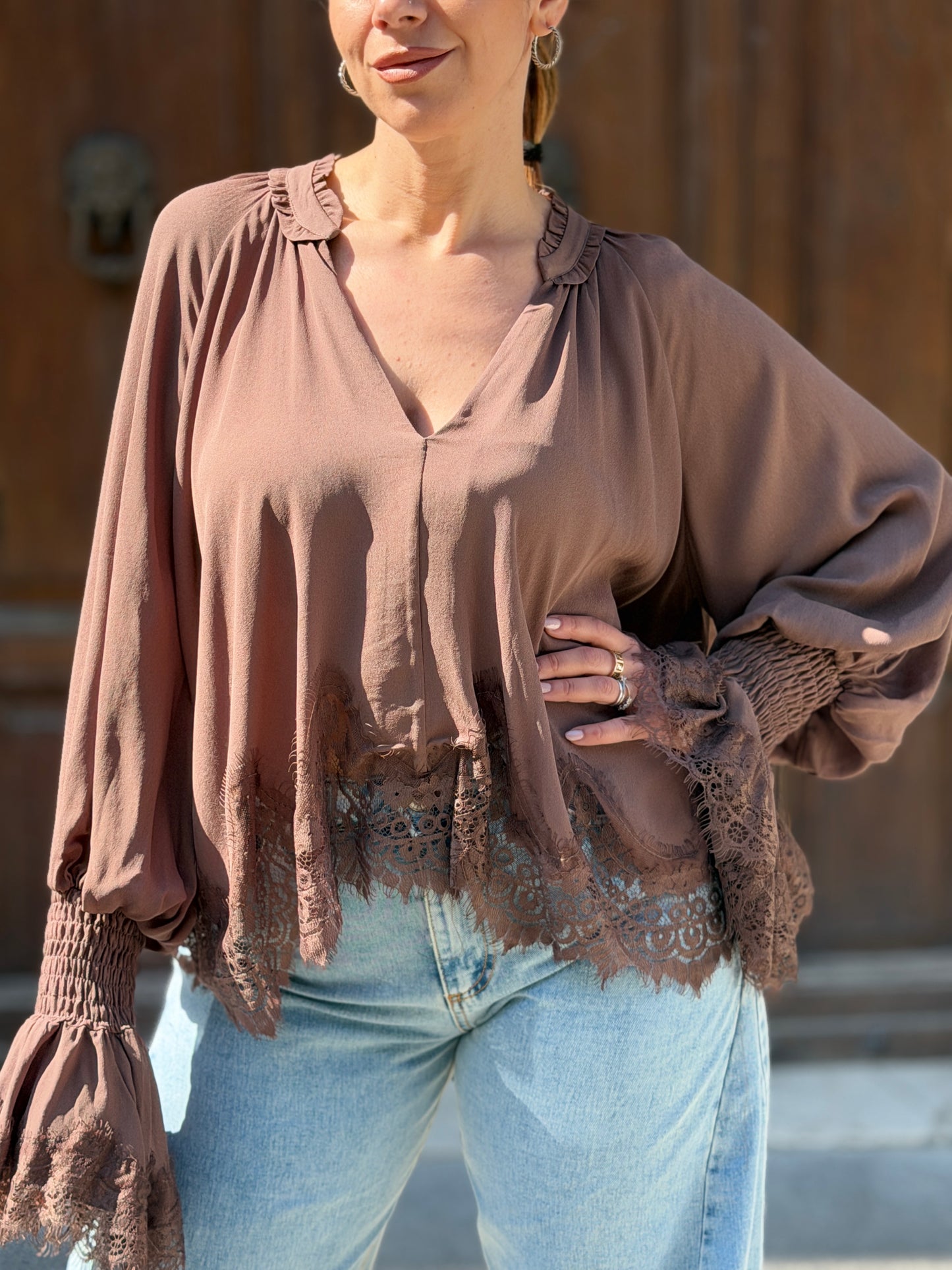 Tensione in Blusa con pizzo MORO