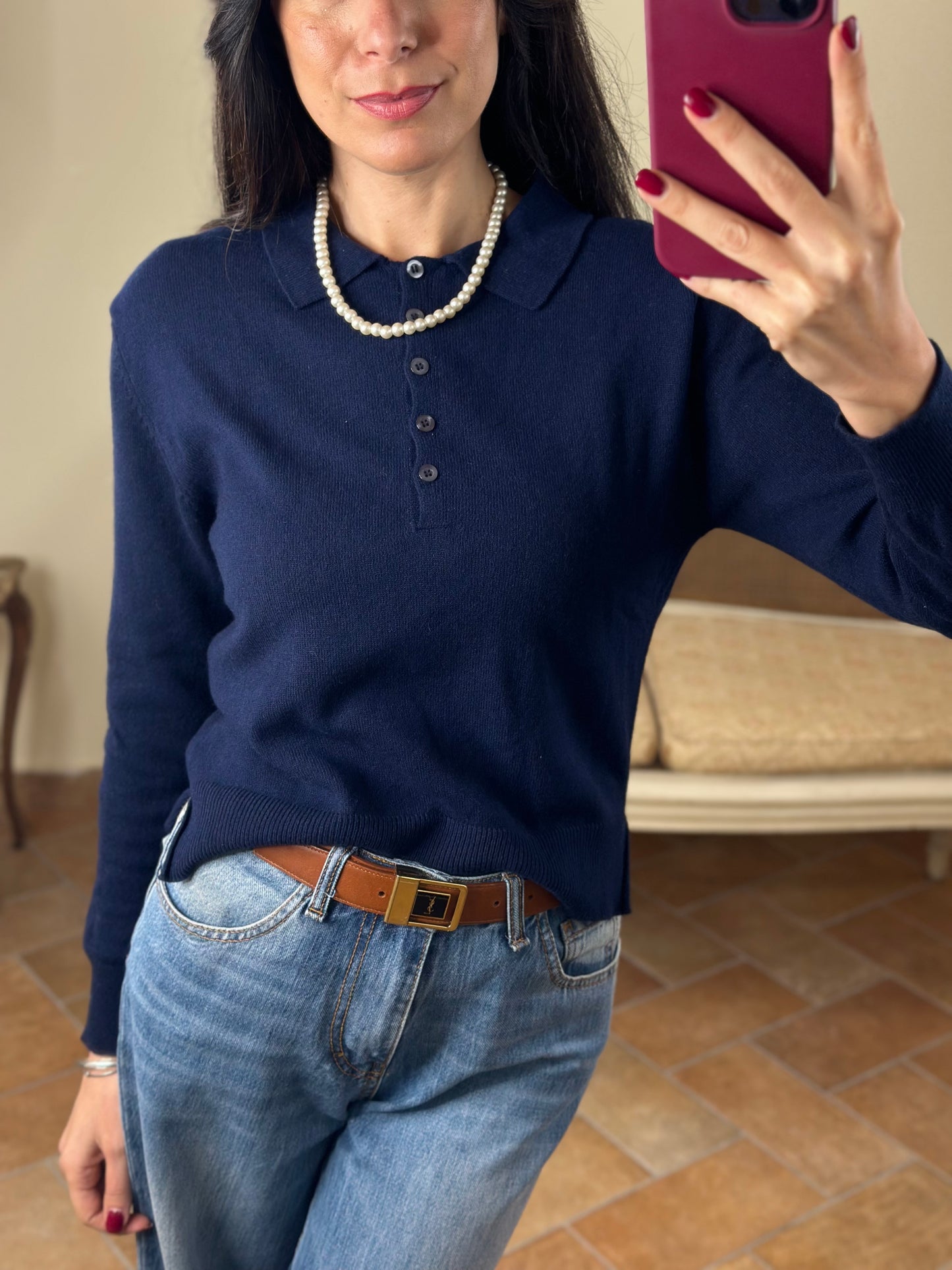 Maglia Polo CINDY con bottoni BLU