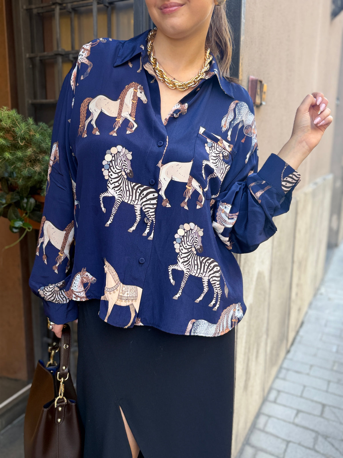 Tensione in camicia fantasia BLU