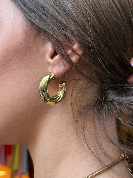 Orecchini semicerchi bombati rigati ORO small