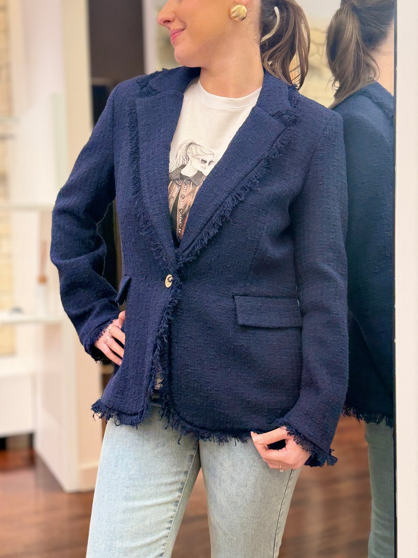 Tensione in Giacca Bouclè BLU