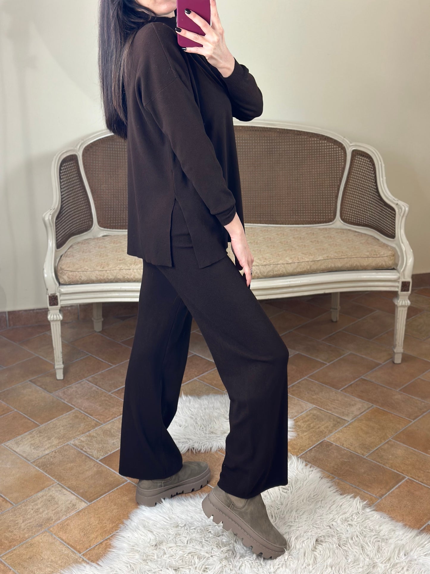 Set in maglia CIOCCOLATO (maglia+pantalone)