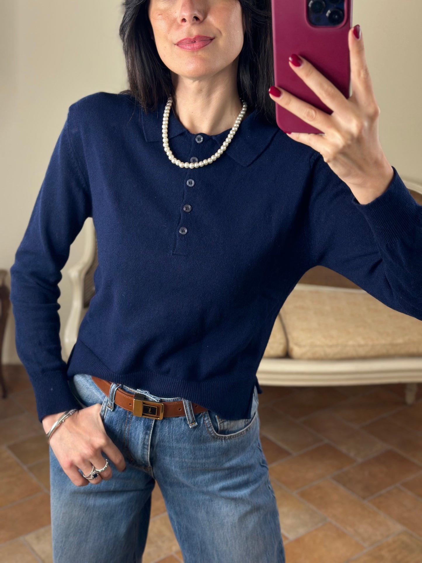 Maglia Polo CINDY con bottoni BLU