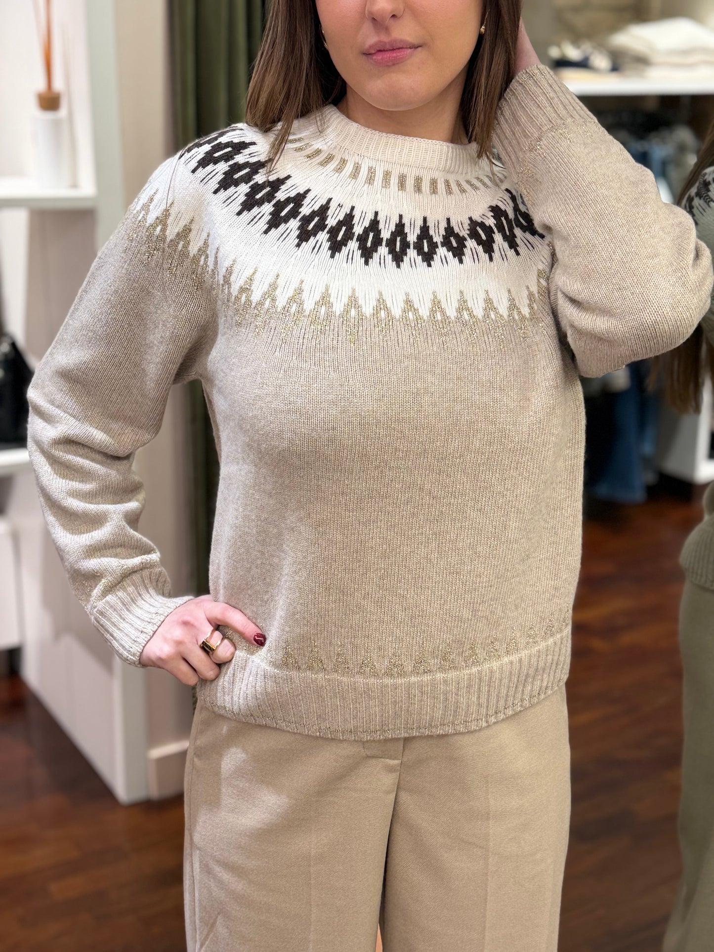 Tensione In maglia in jacquard CASHA/PANNA/MORO