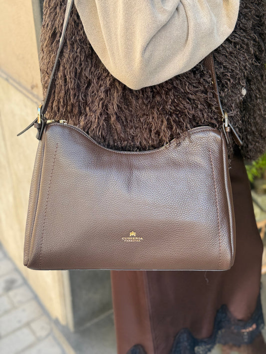 Cuoieria Fiorentina EVA SOFT SQUARED HOBO CIOCCOLATO