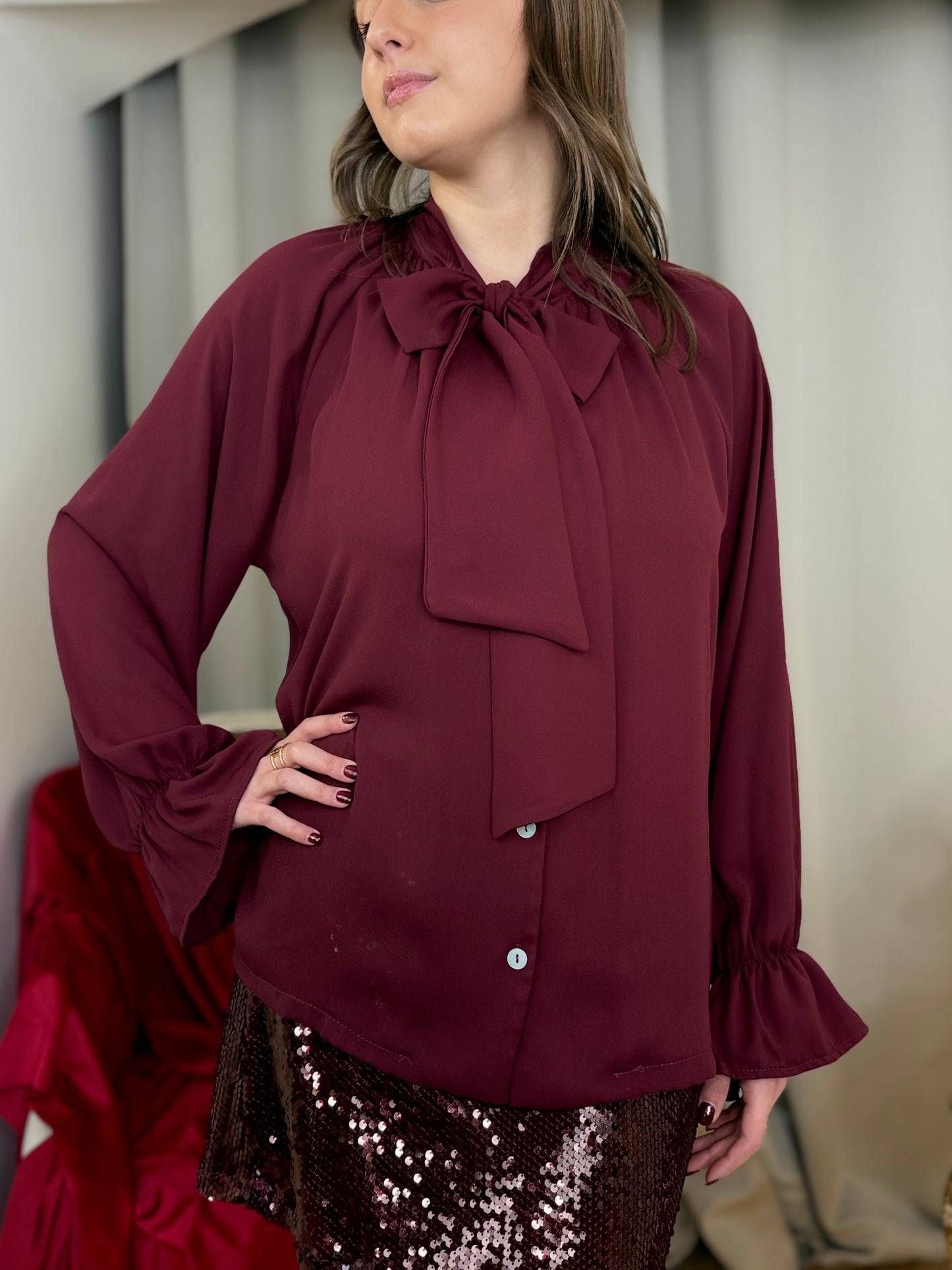 Camicia BORDEAUX con fiocco