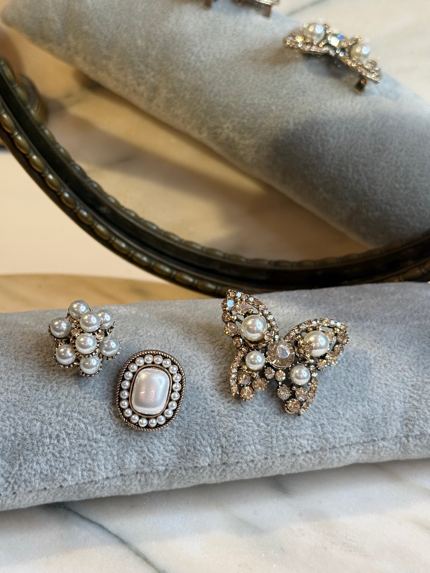 Set spille farfalla perle e strass